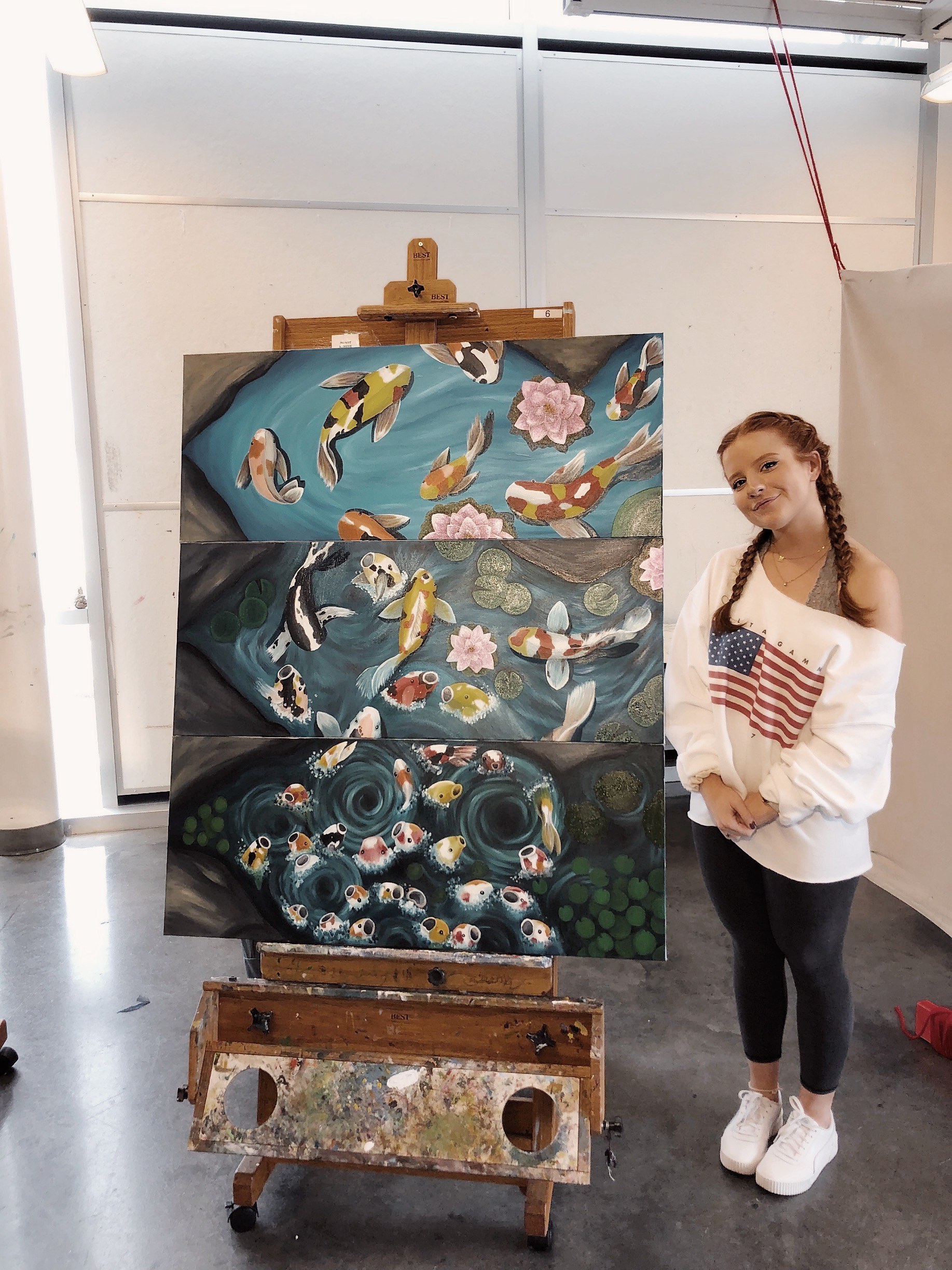 me, next to my final oil paint piece