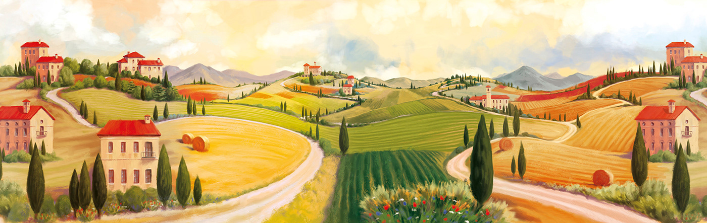 Myles Talbot Studio - Asda / Italian Pasta / Painted Landscape