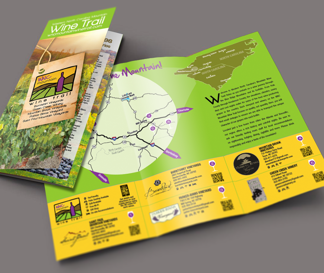 Brochure design for wine tour.