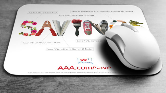 Mousepad design for Show Your Card & Save program.
