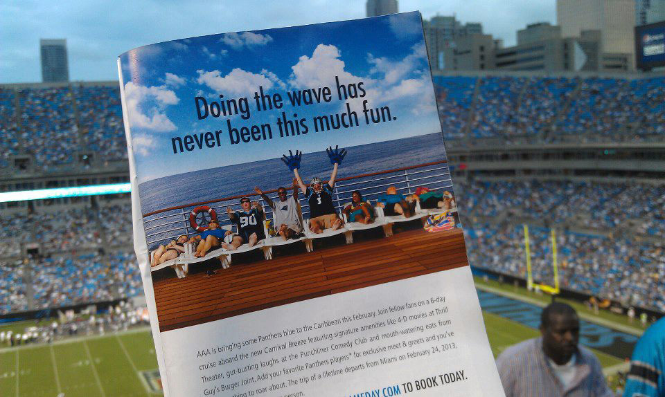 Magazine ad for Panthers-themed cruise vacation.