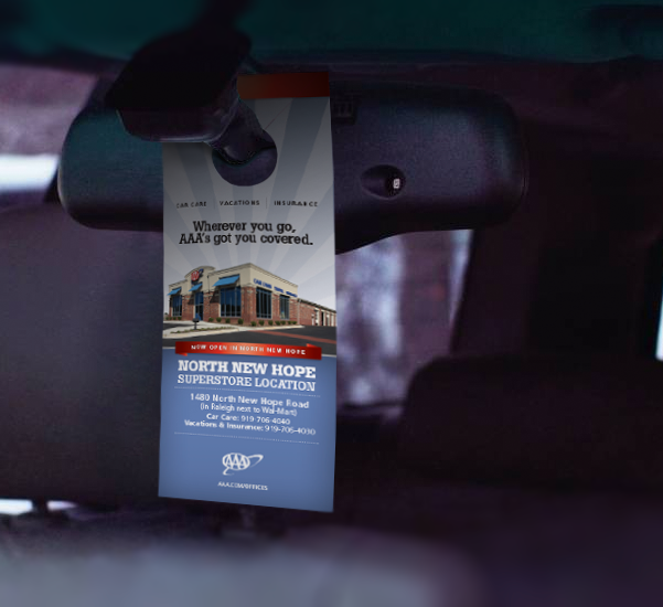 Hangtag for car care centers.