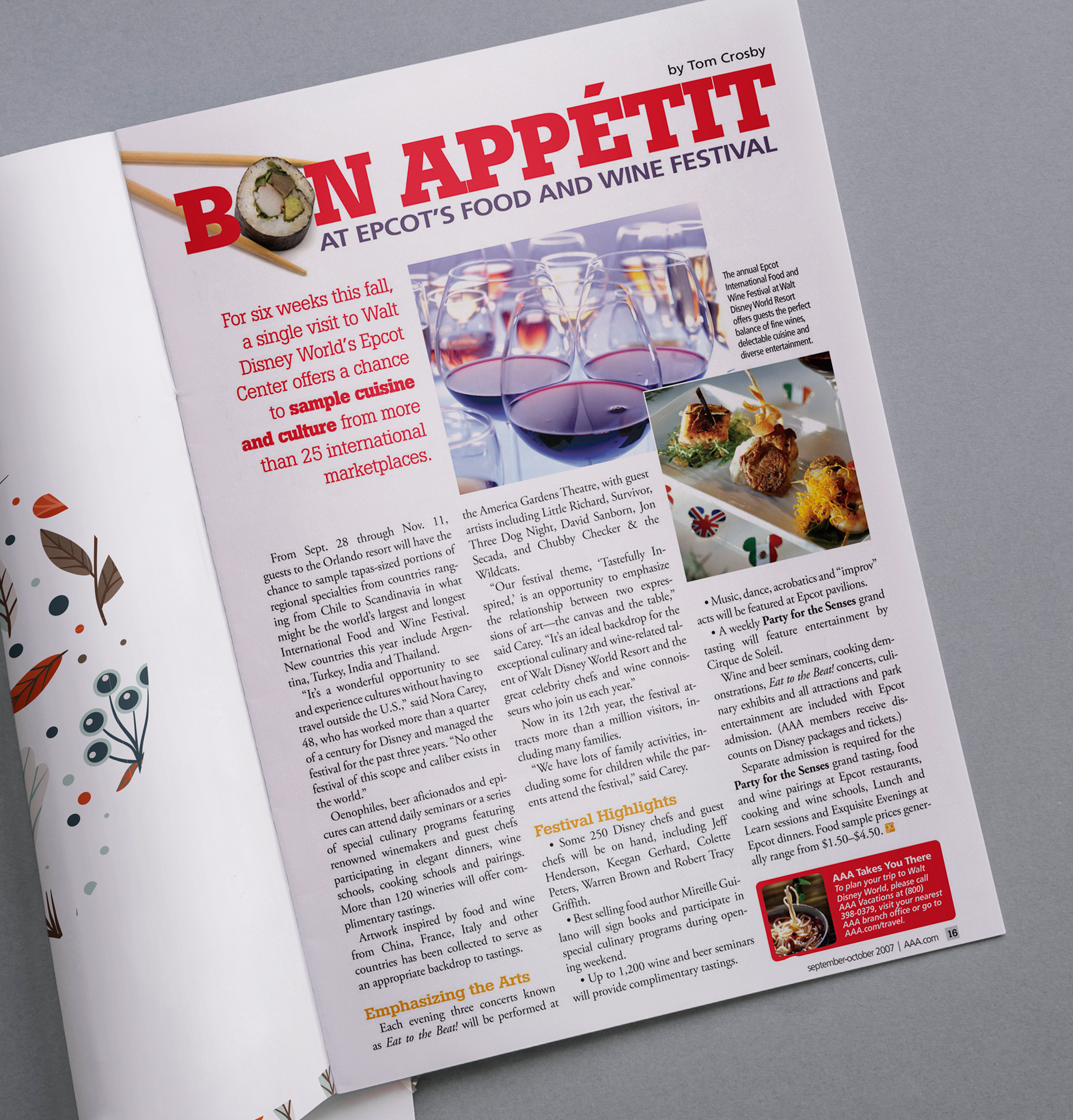 Layout for editorial in travel publication.