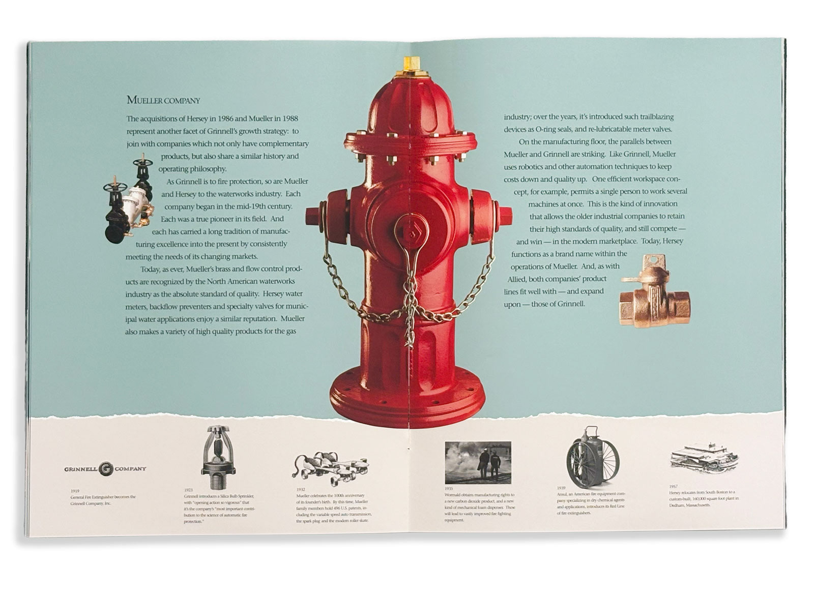 Grinnell Corporation Corporate Brochure – Custom corporate brochure design produced in multiple languages for international markets, designed by John Milano - A Designer's Touch.