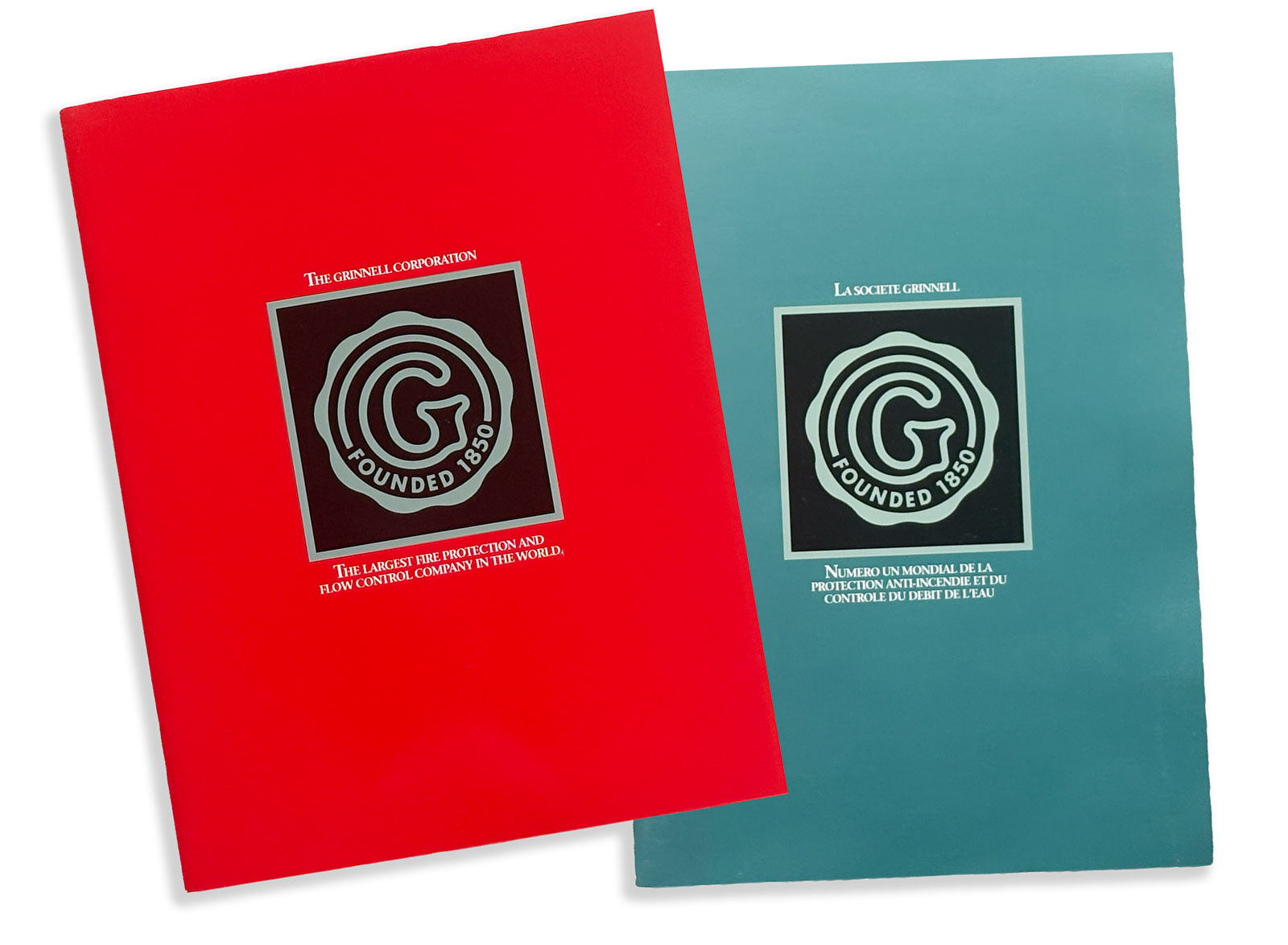 Grinnell Corporation Corporate Brochure – Custom corporate brochure design produced in multiple languages for international markets, designed by John Milano - A Designer's Touch.