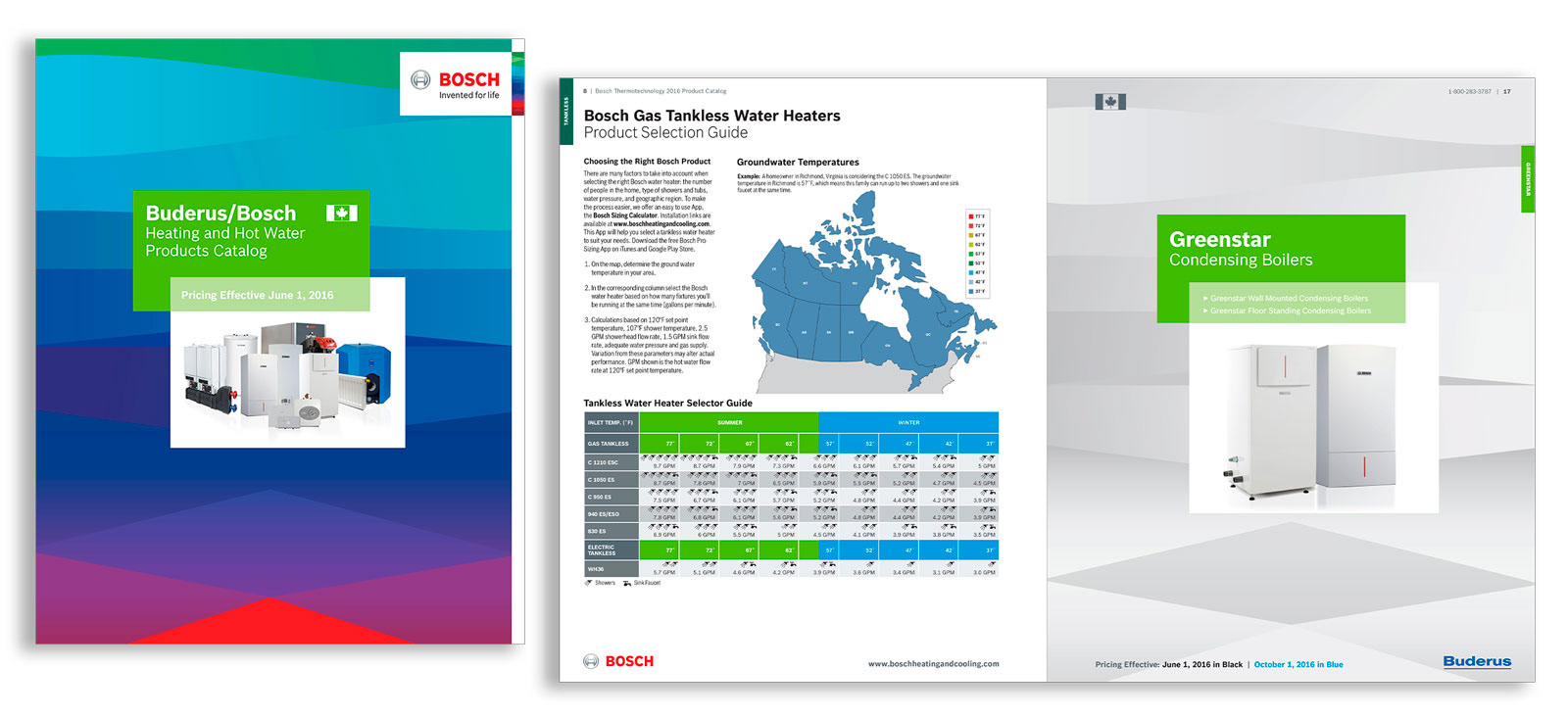 Bosch Heating & Cooling Catalog Design – Custom product catalog design showcasing the company's heating and cooling systems, created by John Milano - A Designer's Touch.