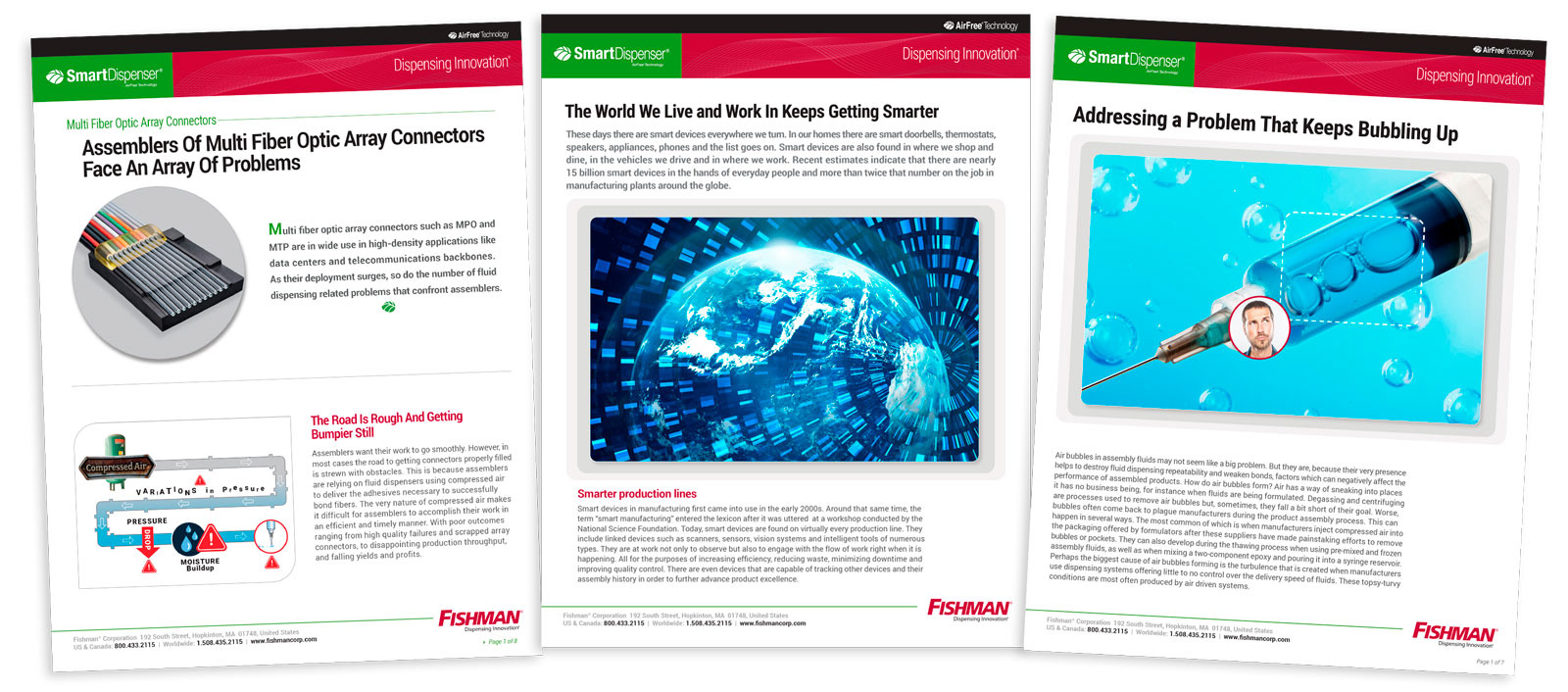 Fishman Corporation White Paper Series – Custom white paper design and layout for a manufacturer of precision fluid dispensing systems, designed by John Milano - A Designer's Touch.