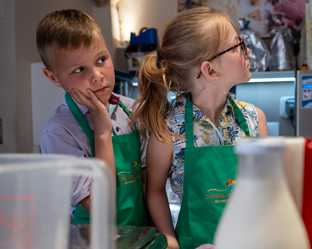 Cousins making Gelato