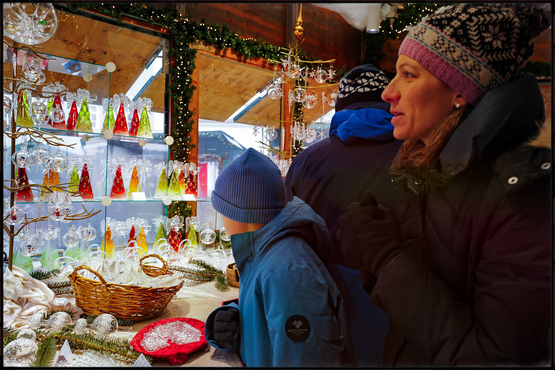 Traditional German Christmas market held annually during Advent in front of St. Stephen's Cathedral (Stephansdom) in Passau, Bavaria