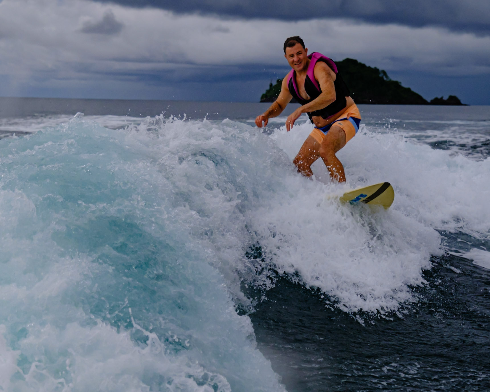 Wake surfing in the Pacific