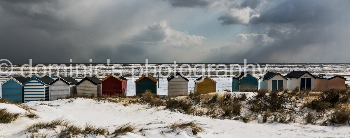 beach huts snow long