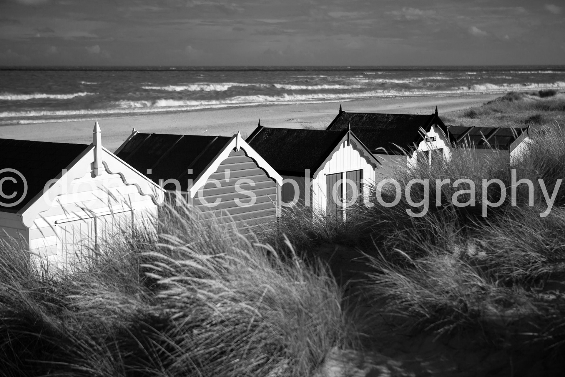 beach huts 20 bw