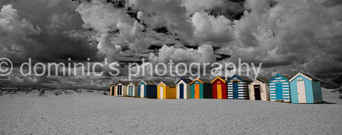 beach huts sky spot