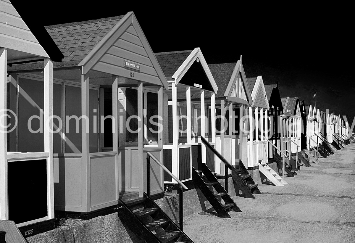 beach hut col bw