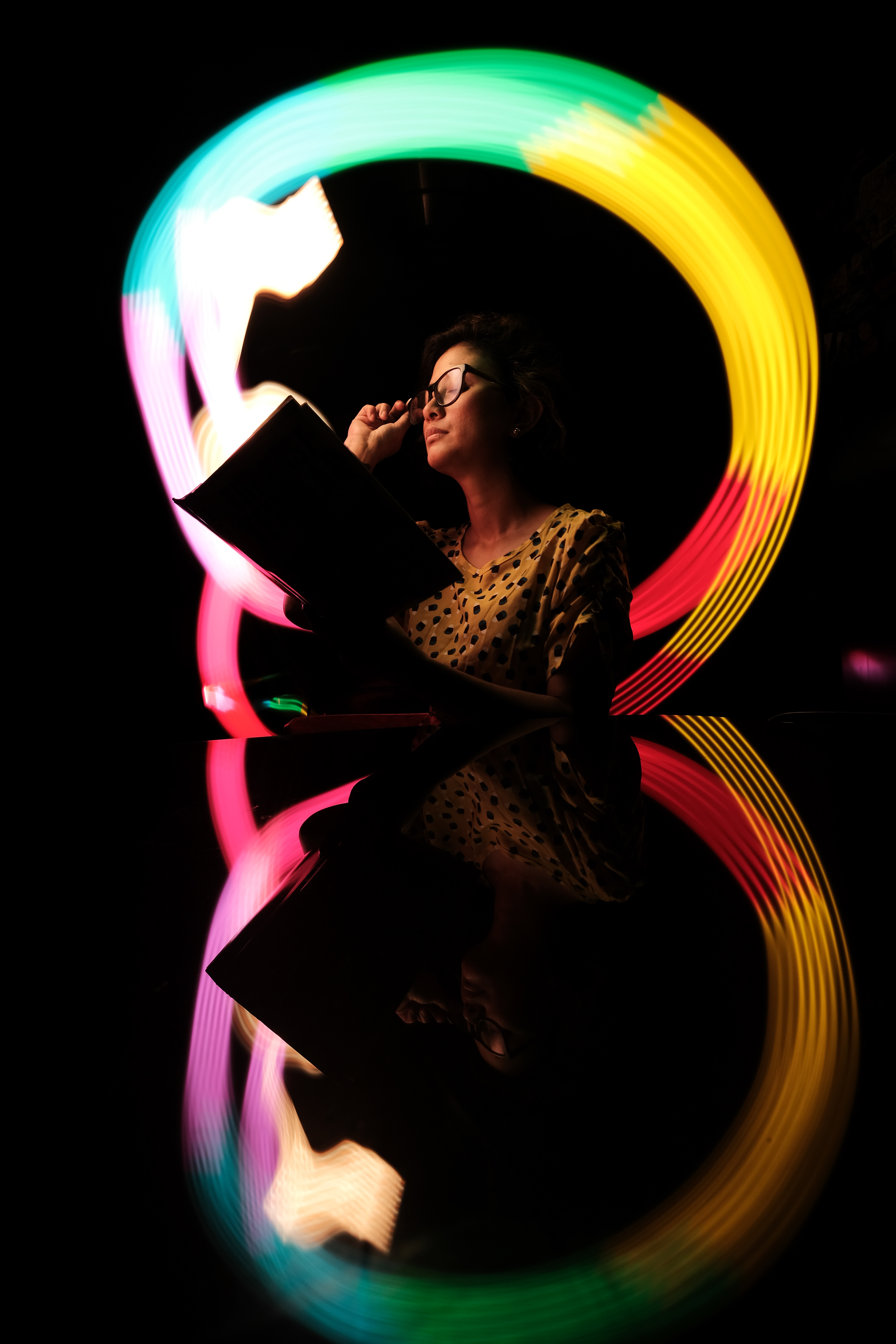 light painting + framing + breaking the rule of thirds