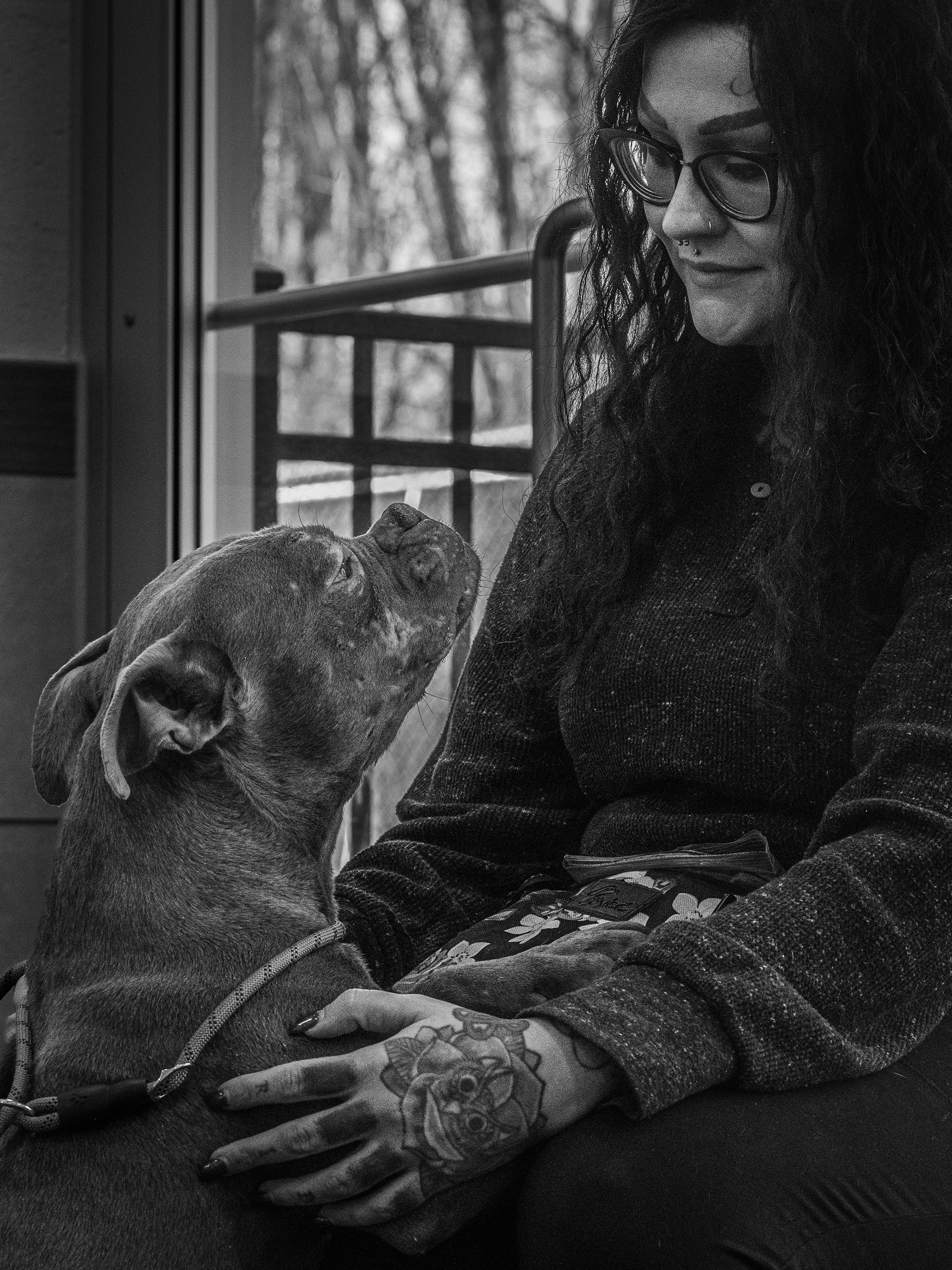 Misty with a staff member