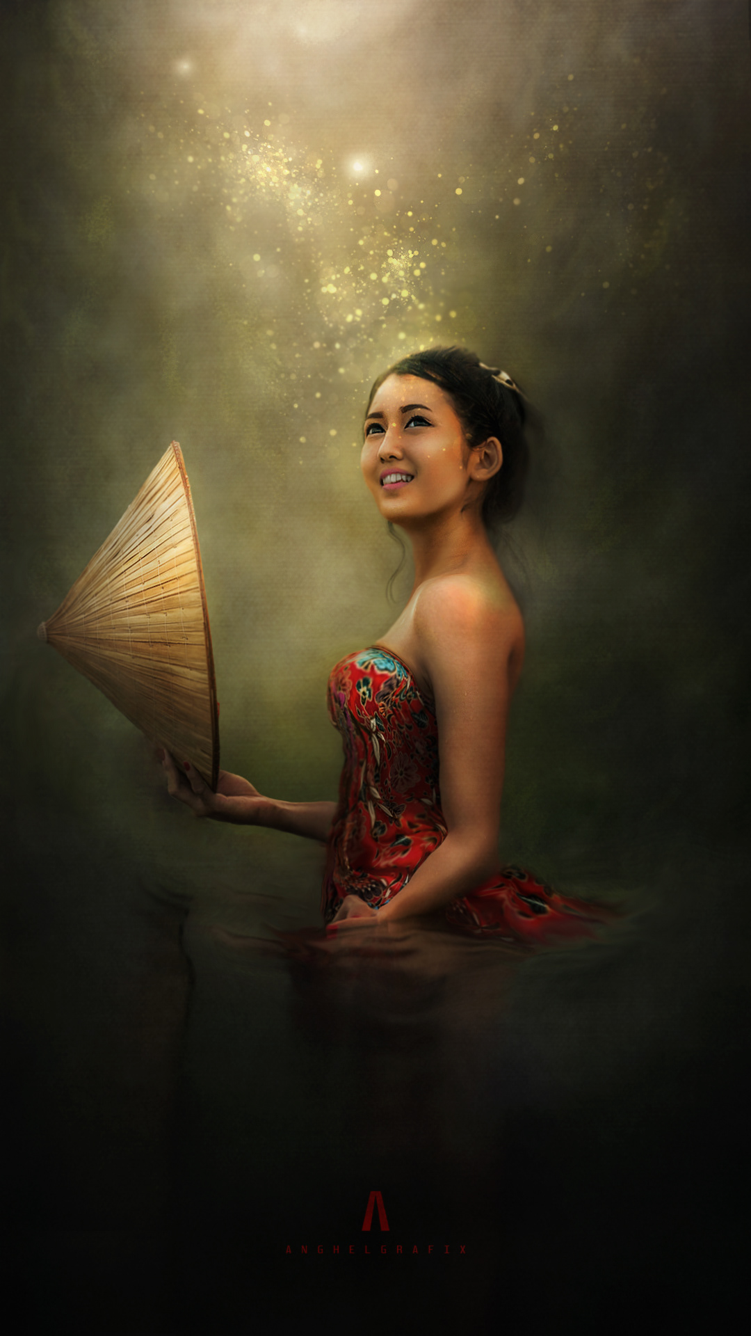 A female portrait of a lady walking on a swamp submerged from the thigh down. A soft, artistic and dramatic lighting was added to make the portrait a timeless masterpiece with a painterly look.