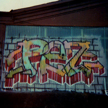 PEZ graffiti art piece - 29th & Hunting Park Ave. facing Amtrak - 1985