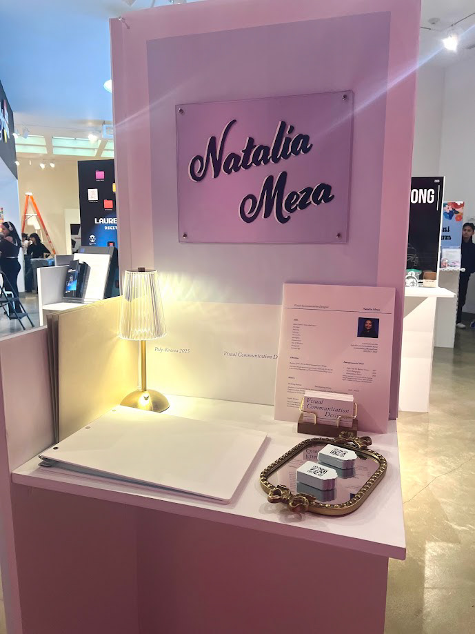 "Natalia Meza" Sign Painting for Portfolio Booth using One Shot White and Navy Lettering Enamel