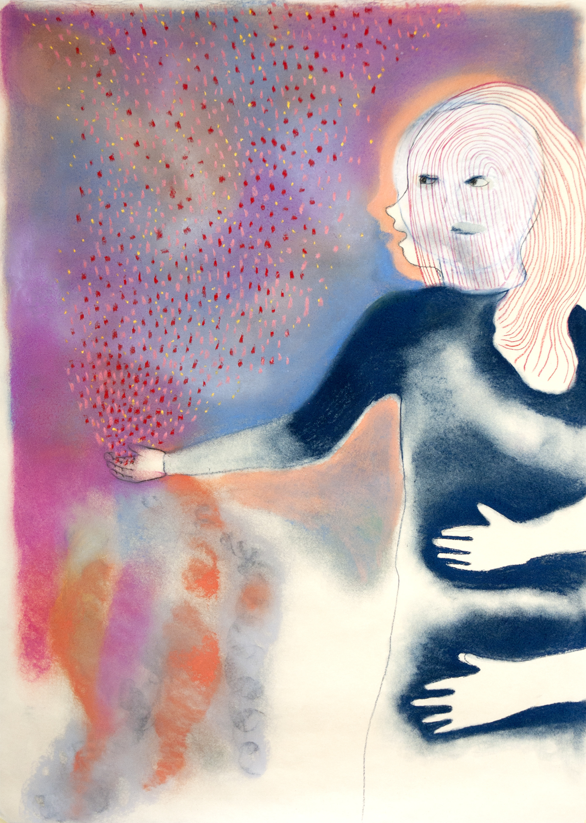 Poudre II (2019), dry pastel on paper, 100 x 70 cm