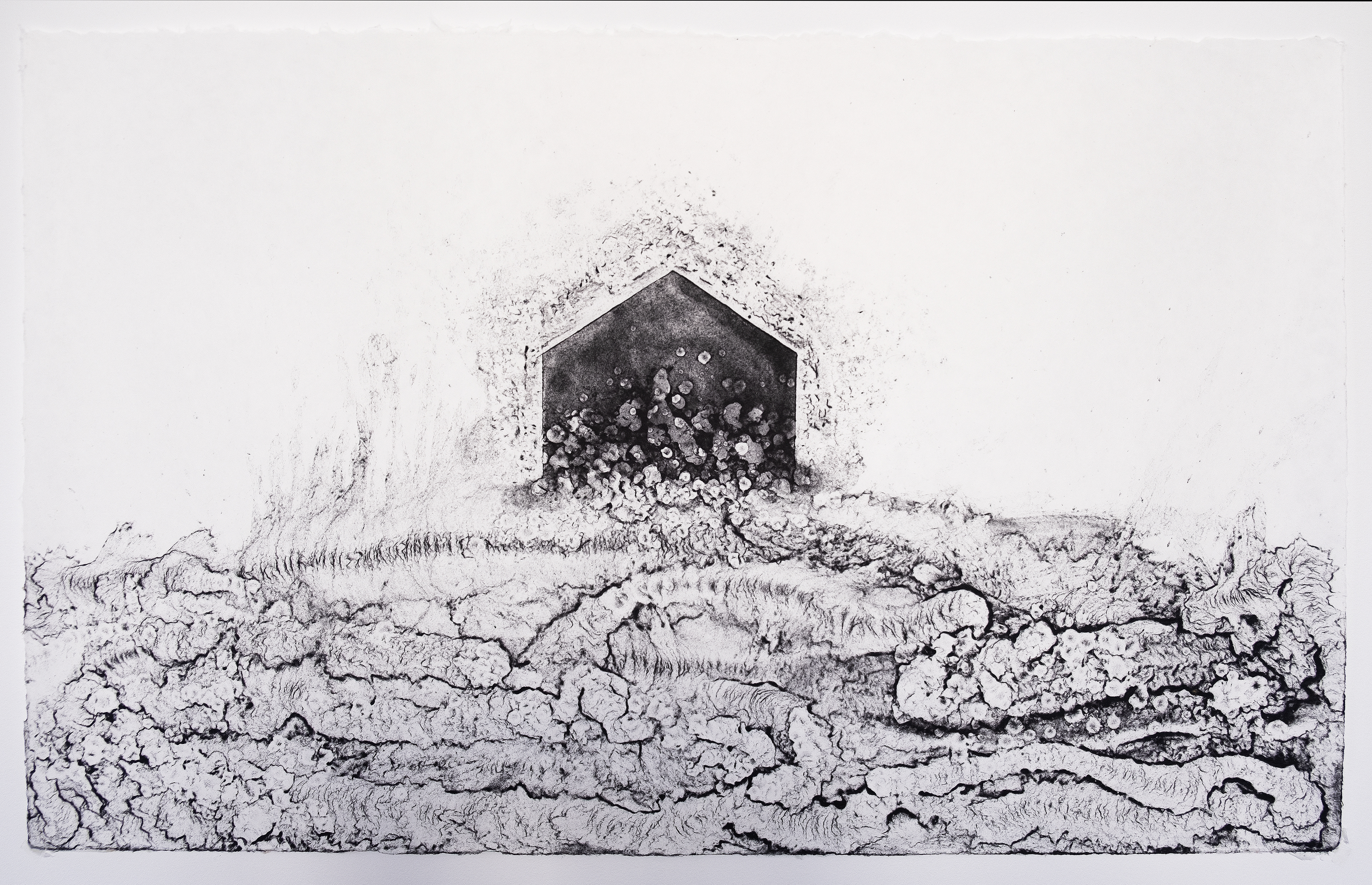 Vibration II - 2024 - peinture à la pulpe de murier (kozo) - 78 x 125 cm