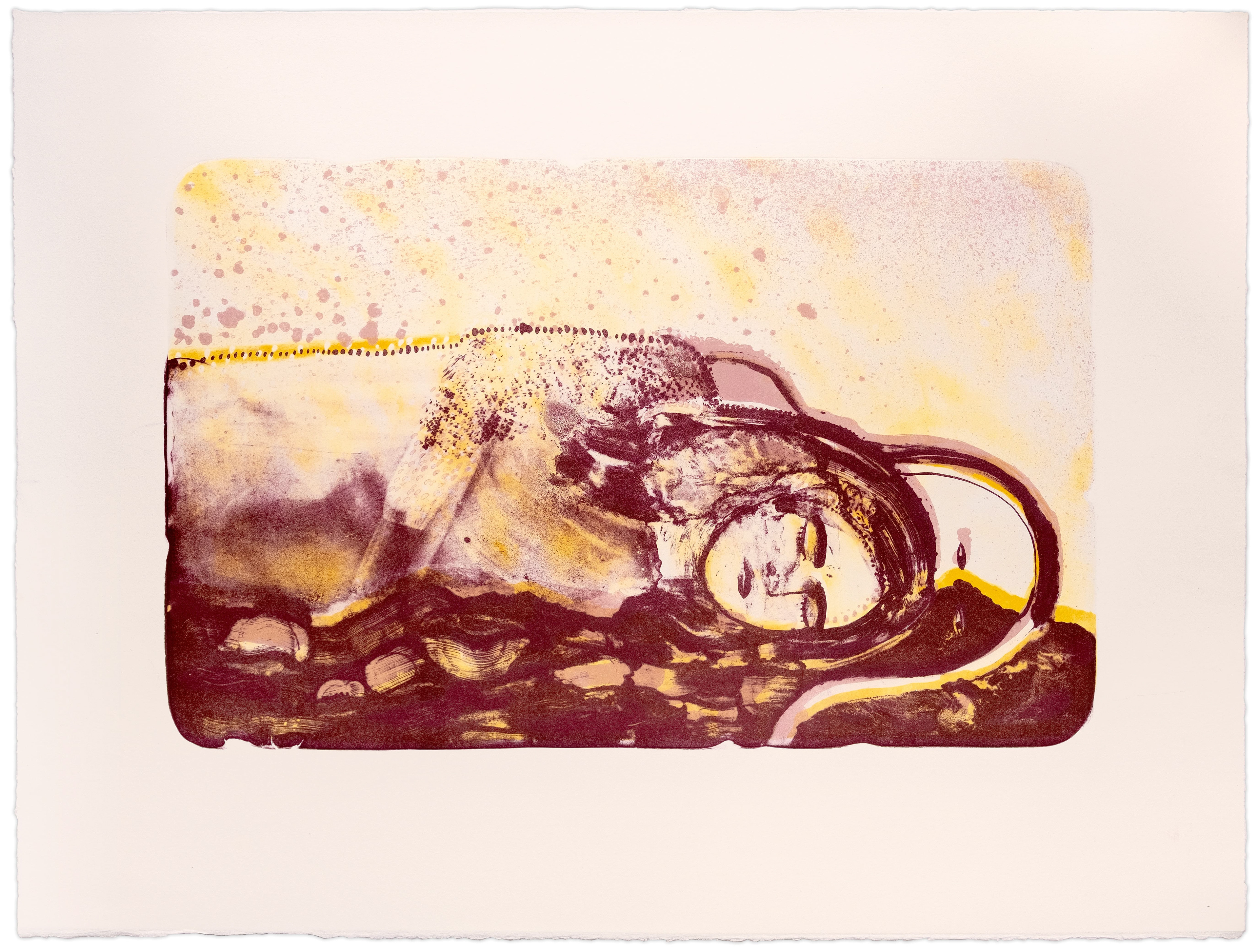 Reposée (2025) - Lithographie sur pierre en 3 couleurs - Edition de 22 - 50 x 65 cm