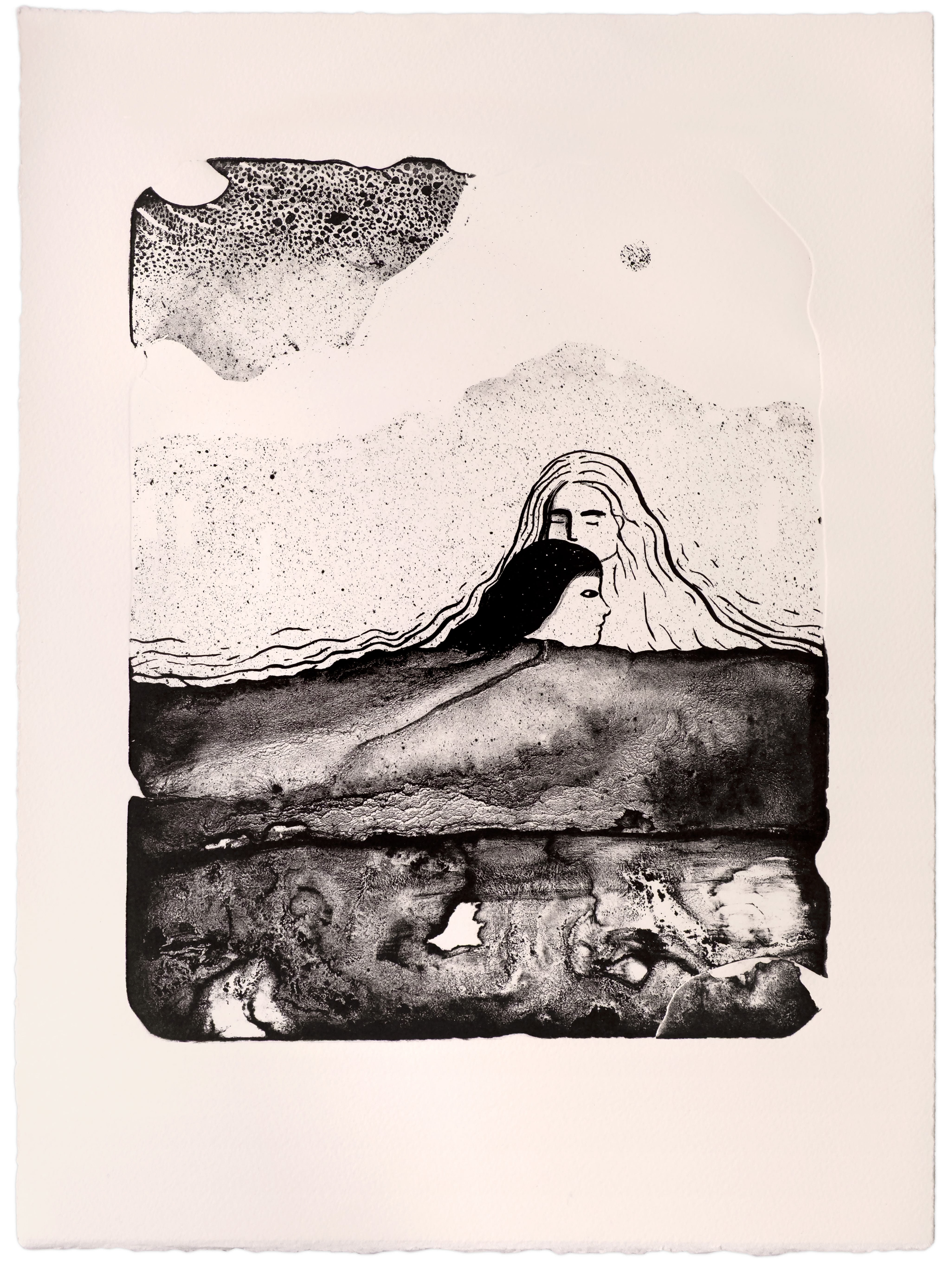Toujours ensemble (2025) - Lithographie sur pierre en noir - Edition de 12 - 40 x 30 cm