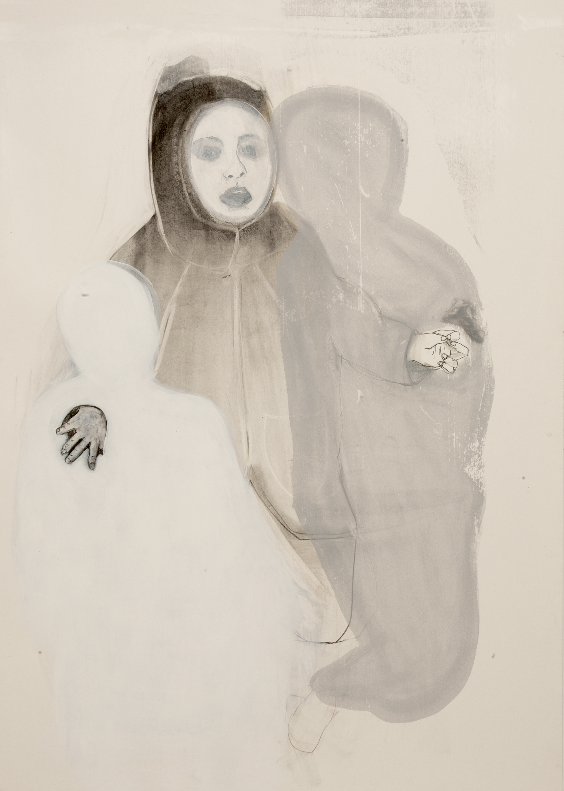 C'est flou IX (2015), charcoal and monoprint on paper, 102 x 72 cm
