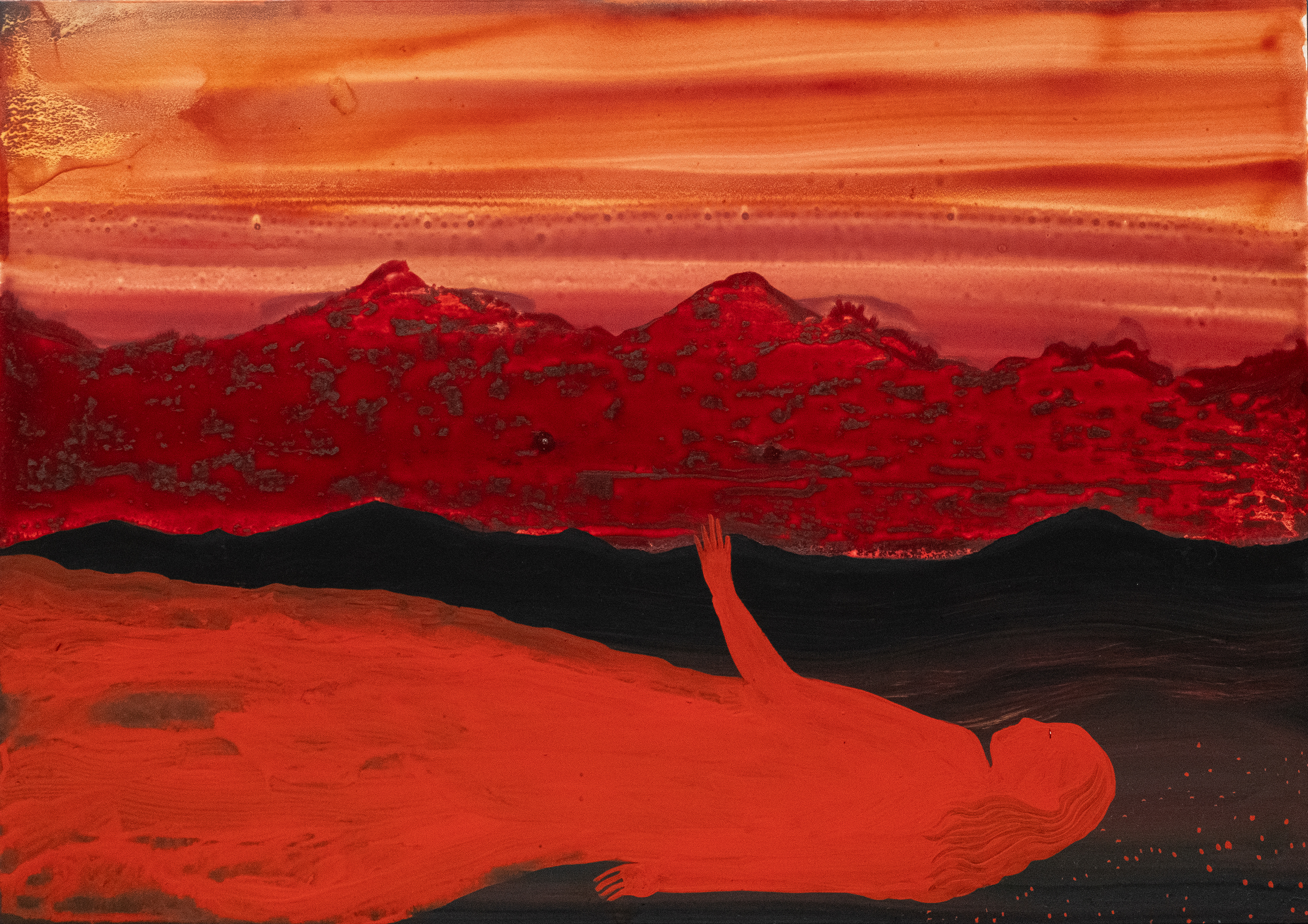 C'est par là (2025) - Gouache et encre sur papier - 30 x 40 cm