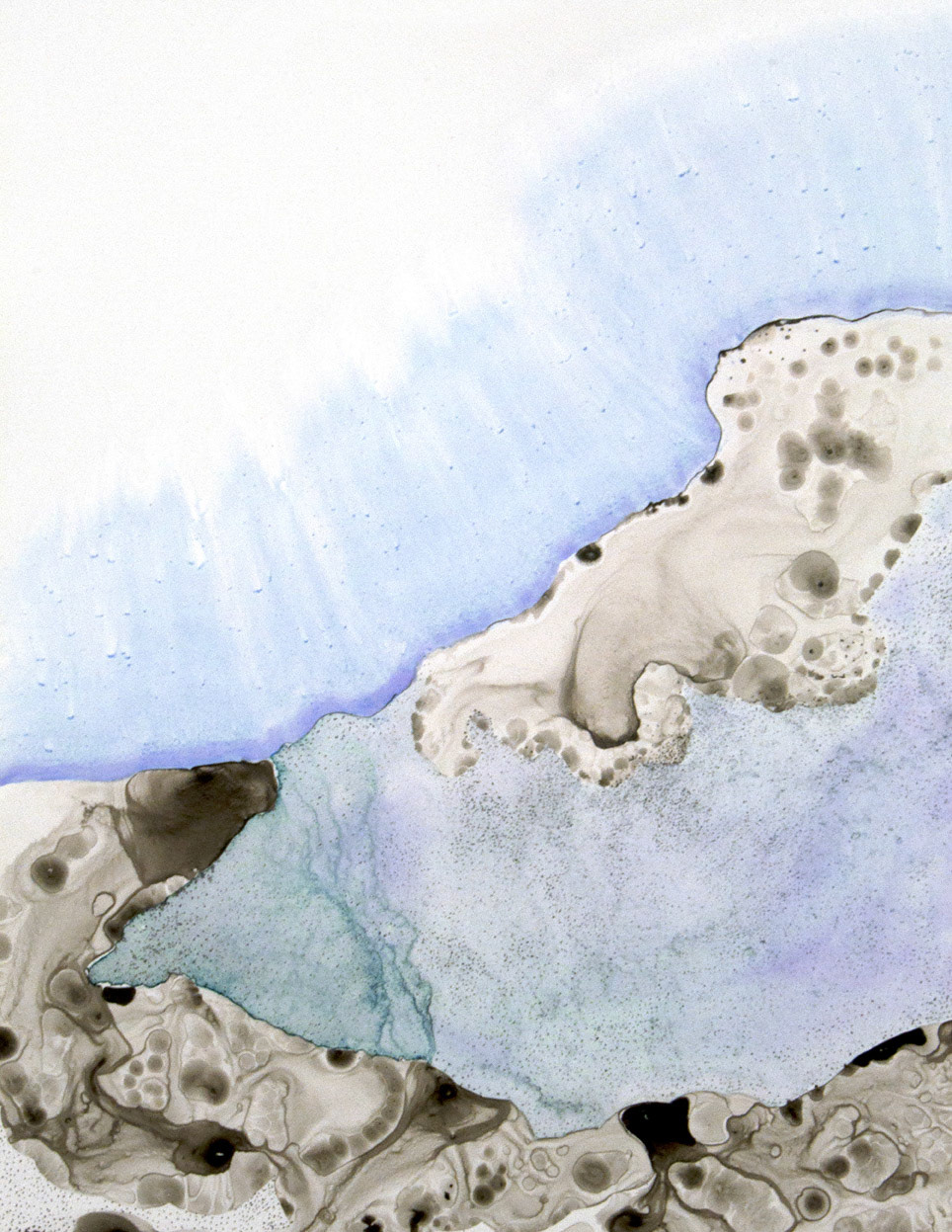 La montagne respire II (2020) - Encre et Aquarelle sur papier - 44 x 34 cm