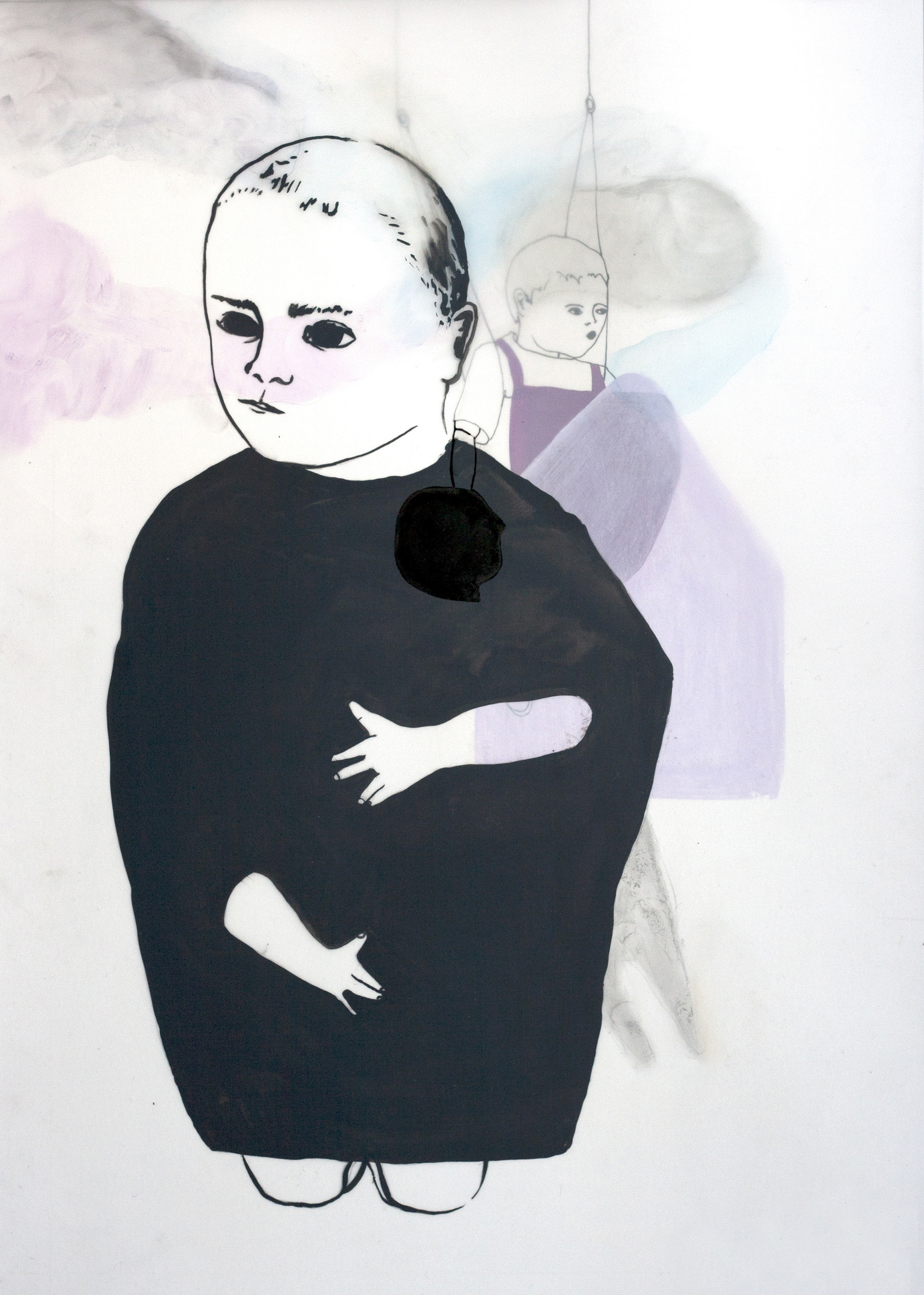 Sans titre (2016), ink, pencil and gouache on tracing paper and paper, 40,5 x 29 cm