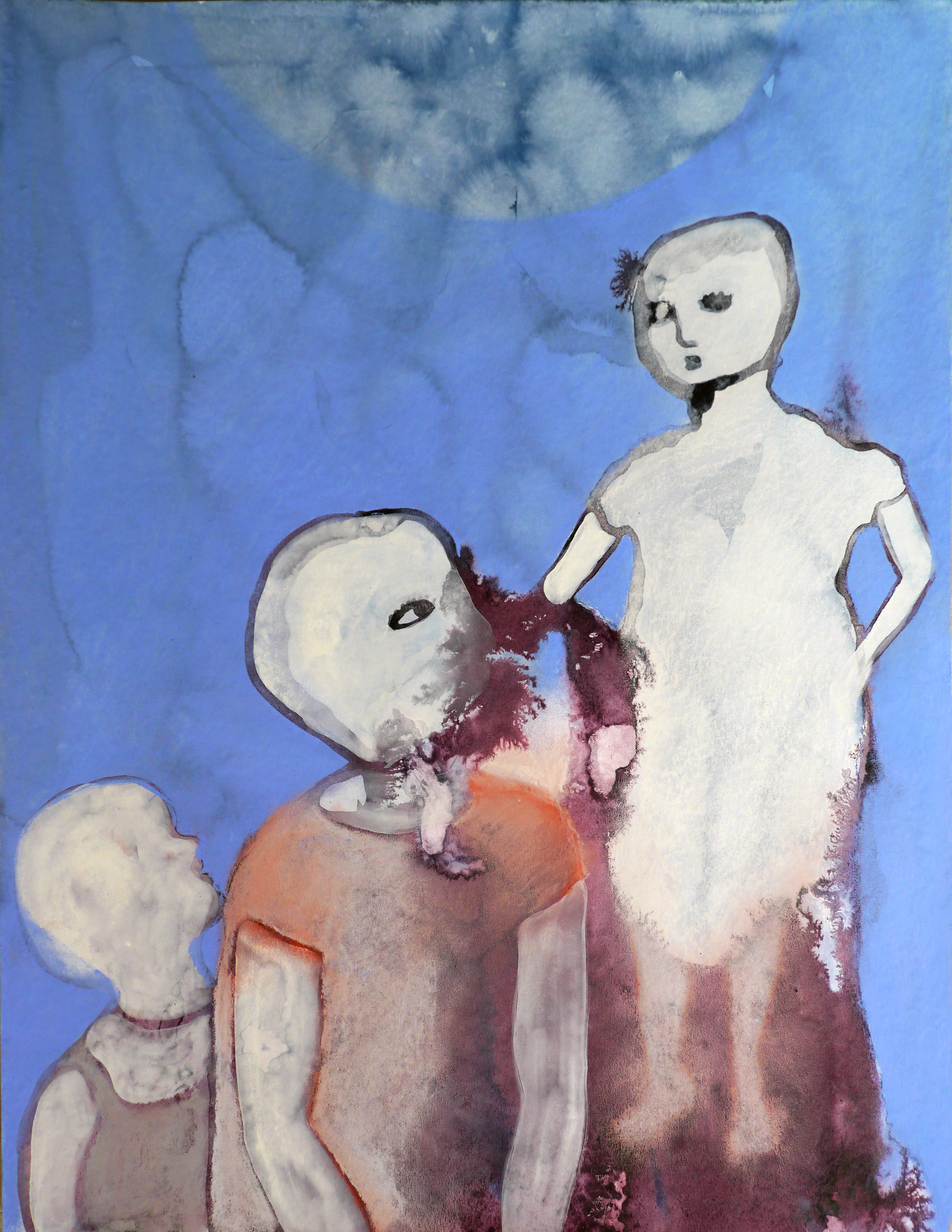 Blue I (2018) - Encre et pastel sec sur papier - 65 x 50 cm