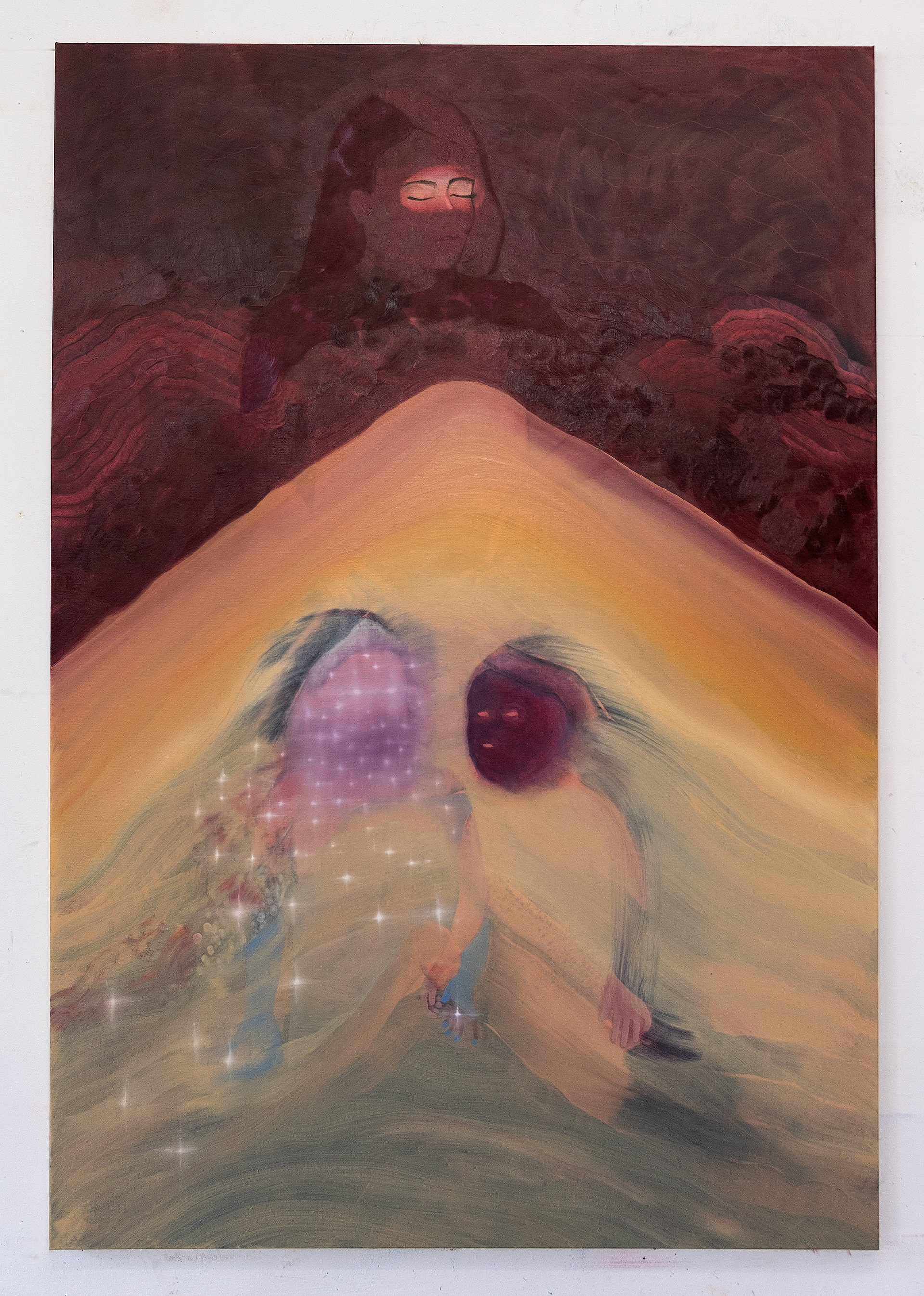 Traverser le ciel comme on ouvre les yeux (2024) - Huile sur toile - 180 x 120 cm