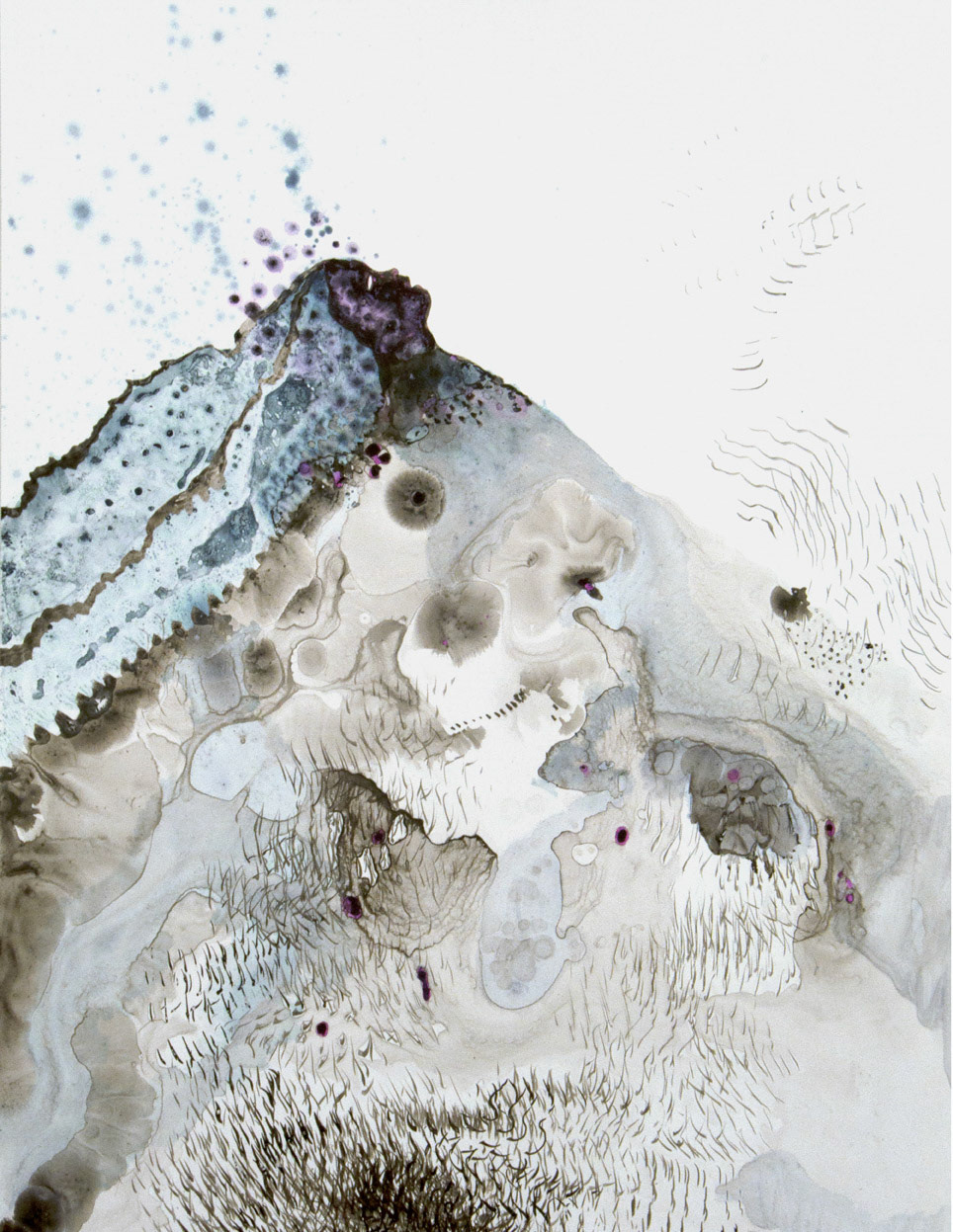 La montagne respire I (2020) - Encre et Aquarelle sur papier - 44 x 34 cm