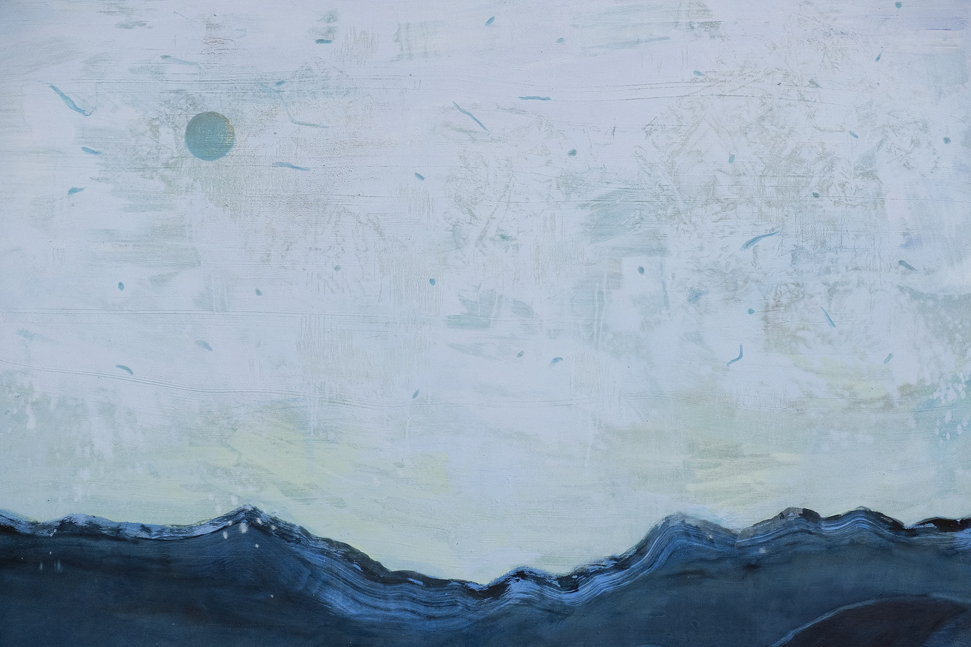 Détail - La mer qui veille III (2026) - Huile sur toile - 200 x 200 cm
