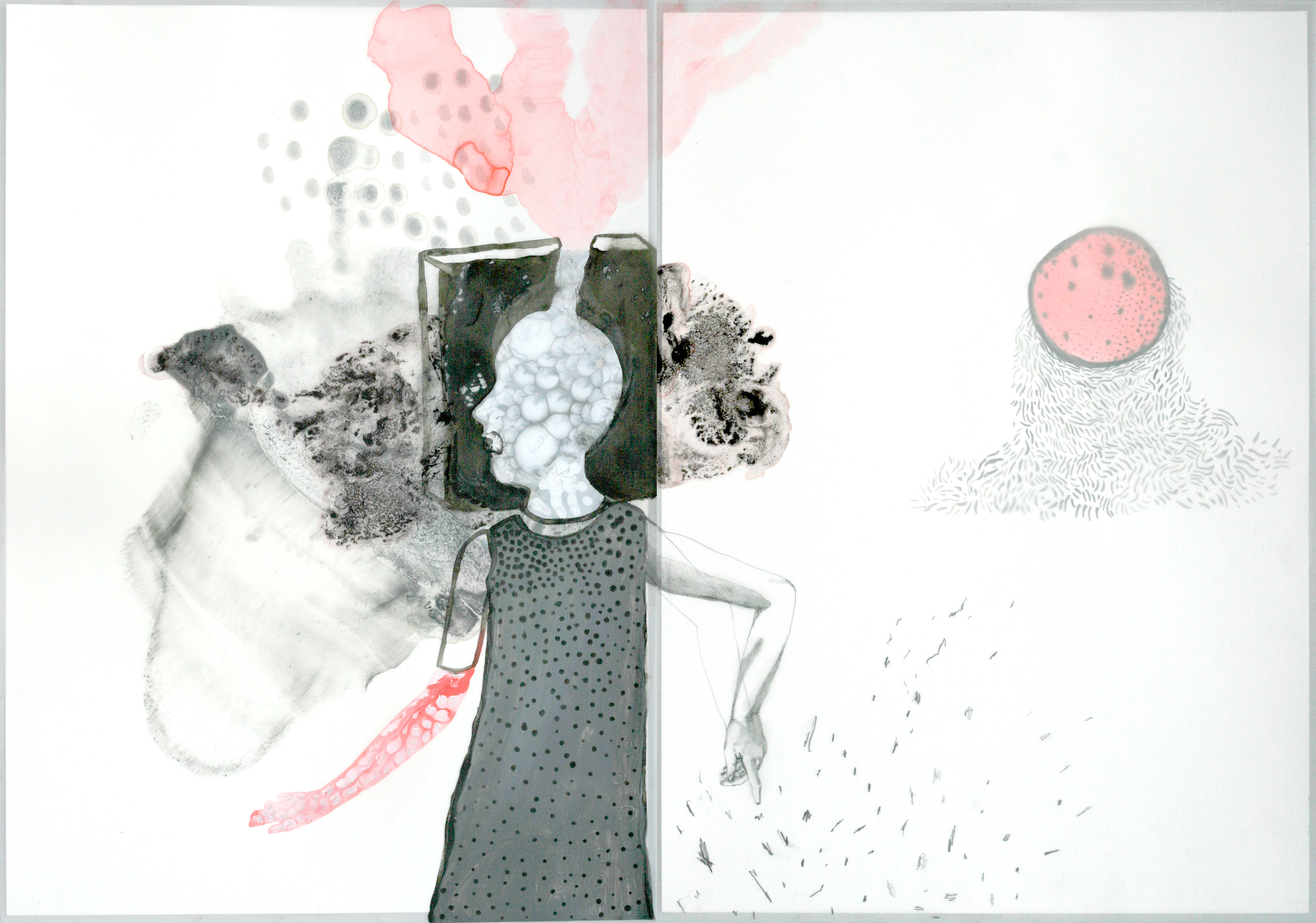 Articule quand tu parles XV (2019)Encre et aquarelle sur papier calque - 40 x 60 cm