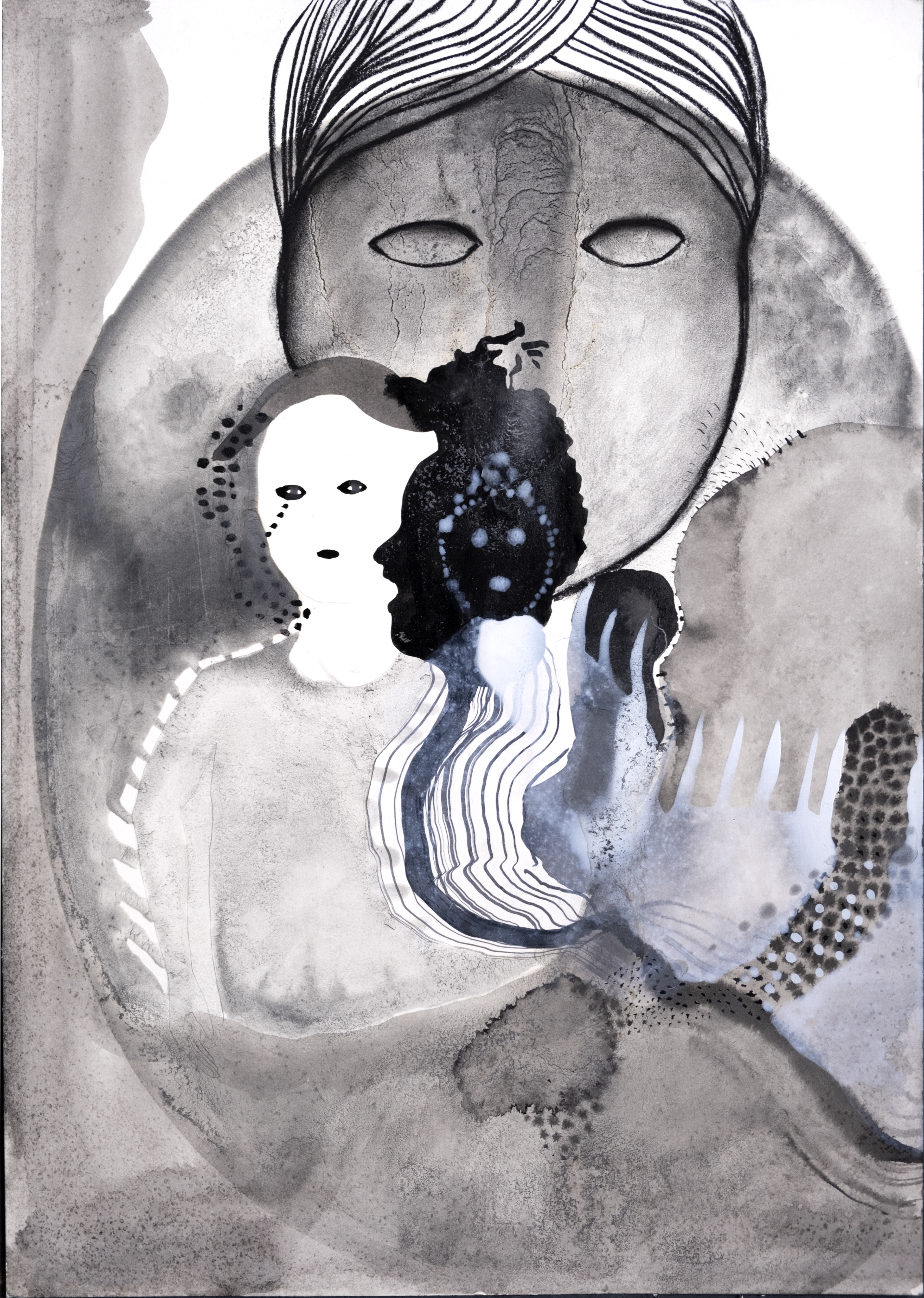 Les yeux vides (2021) - Encre et fusain sur papier - 50 x 40 cm
