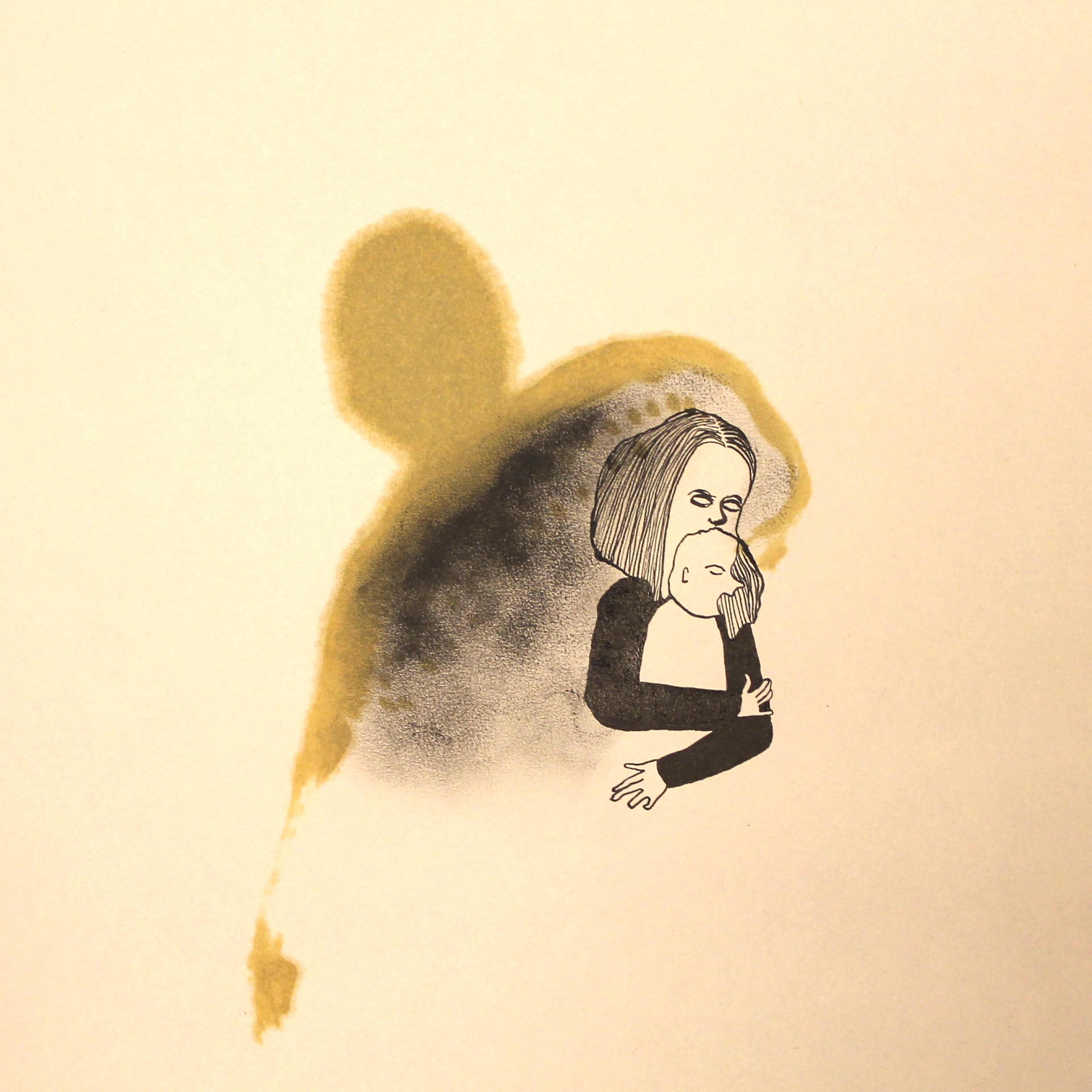 Sans titre IV (2016), ink and oil on paper, 25 x 25 cm