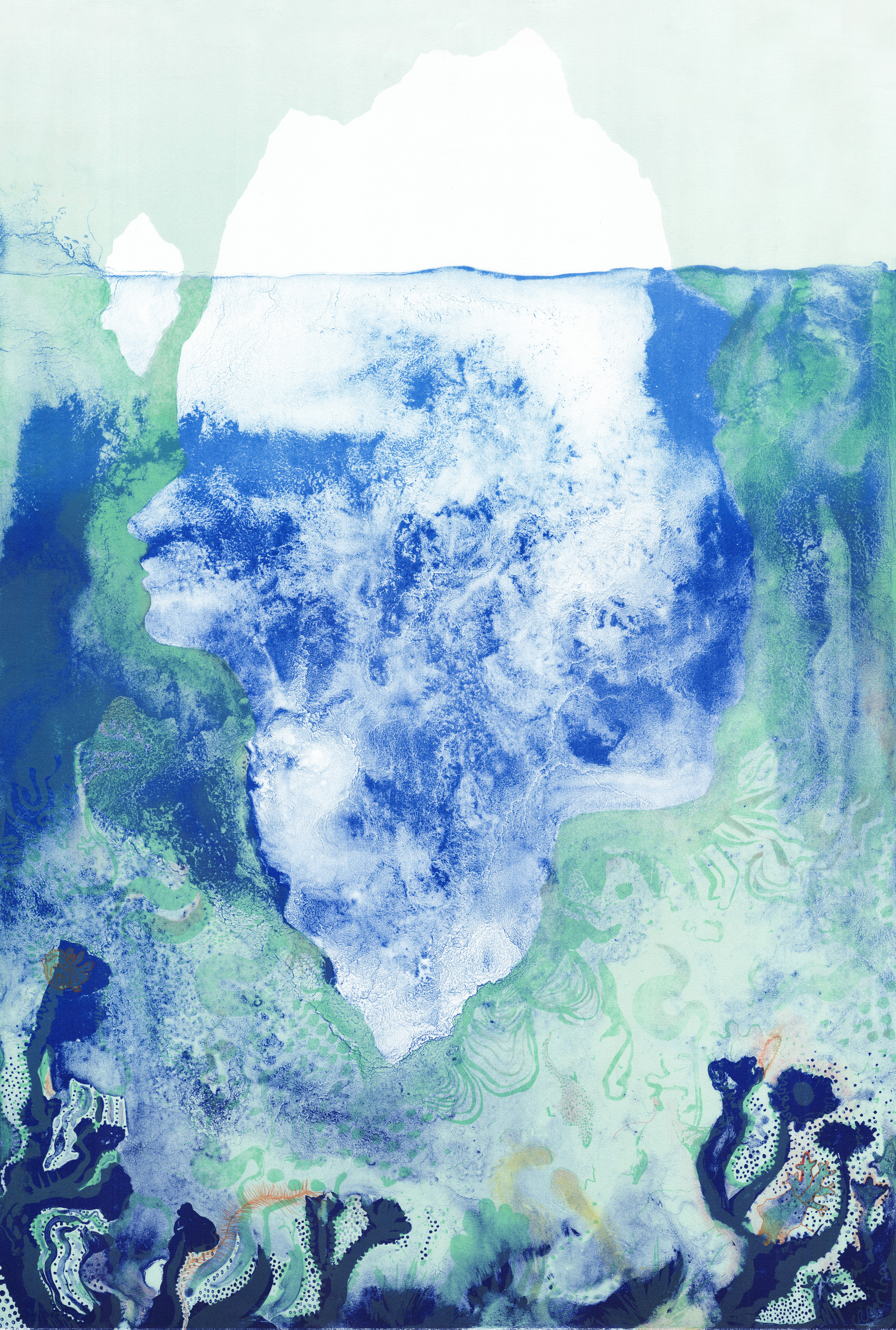 Femme Abrupte (2018) - Lithographie sur pierre et rehauts à l'aquarelle et crayon - Edition de 30 - 100 x 70 cm