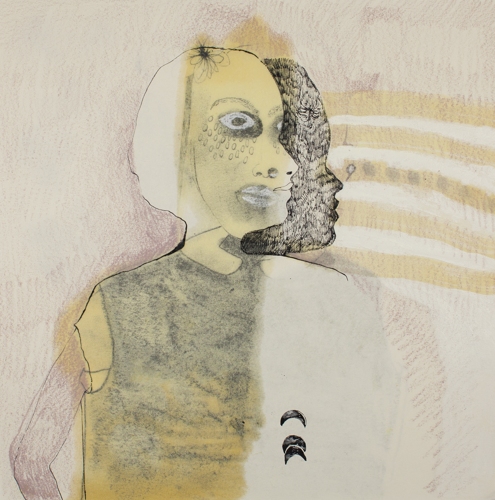 Sans titre VIII (2016), ink, oil and pencil on paper, 25 x 25 cm