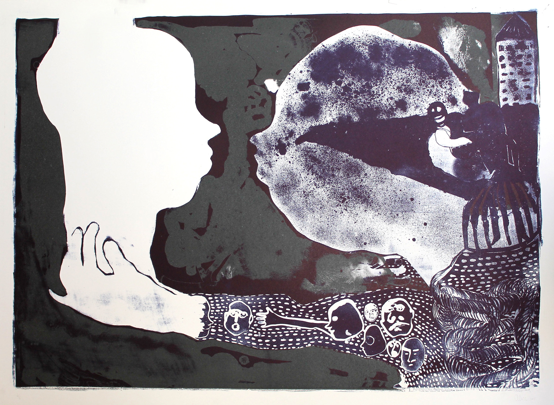Do Not Worry, lithograph in two colors, 80 x 110 cm