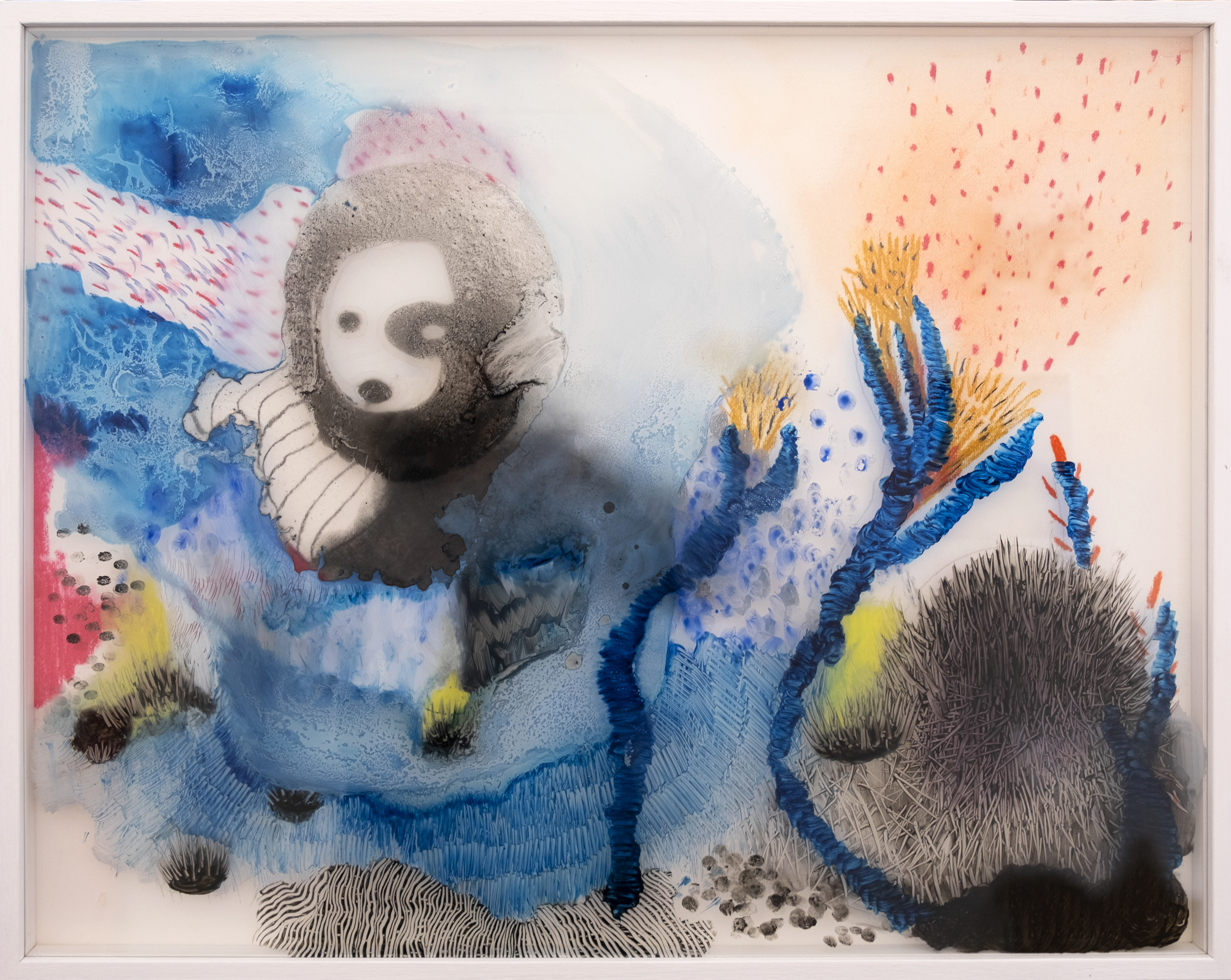 Sans titre (2022) - Huile sur verre et papier - 50 x 65 cm