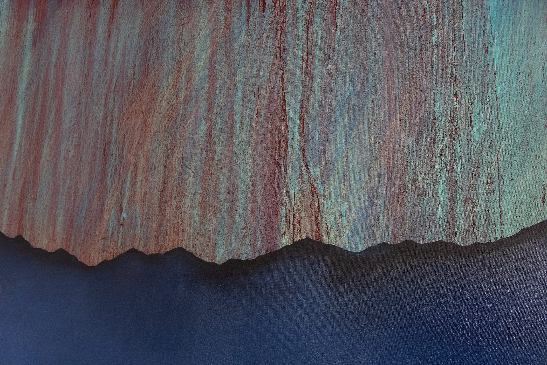 Détail - La mer qui veille II (2026) - Huile sur toile - 120 x 180 cm