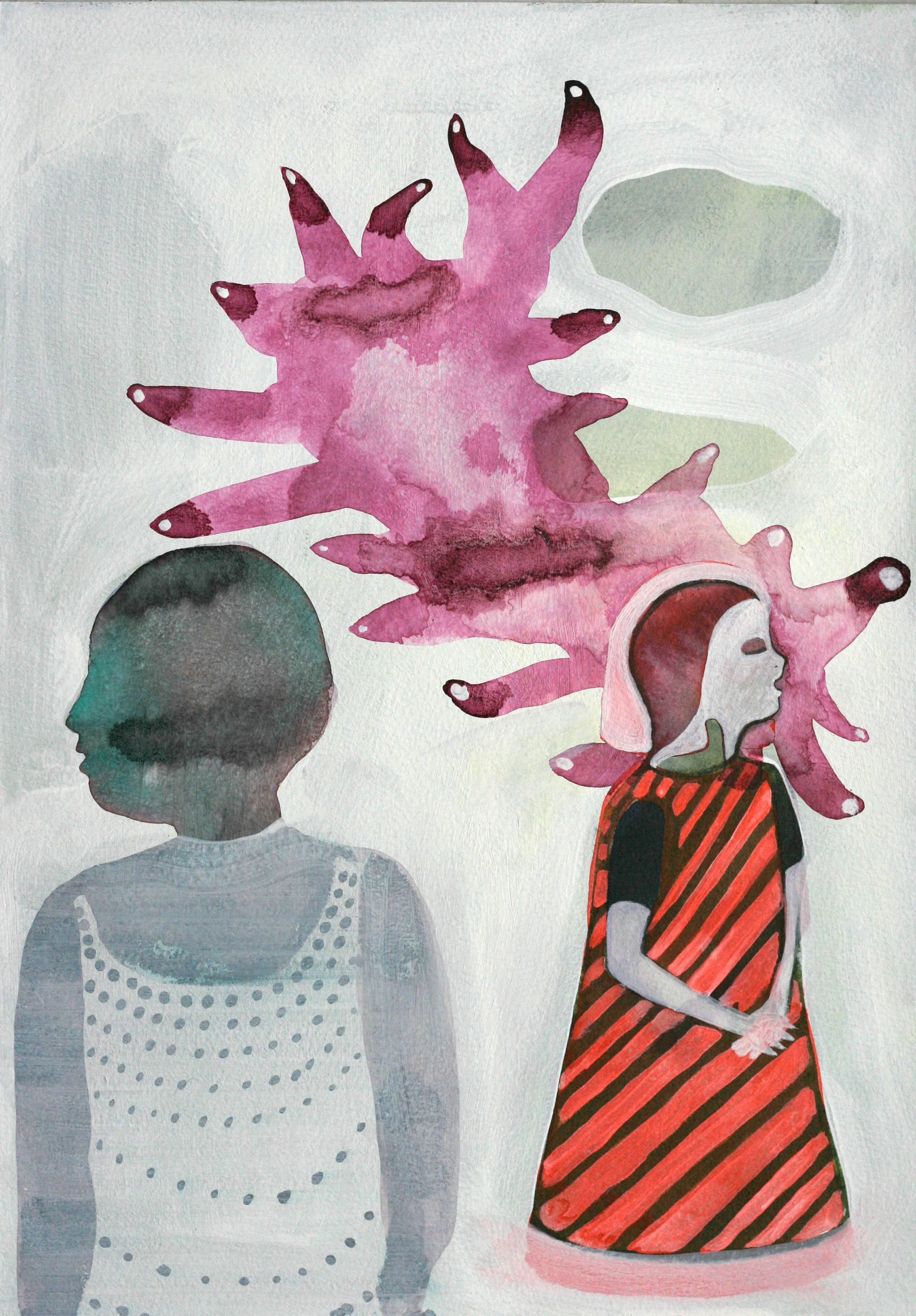 Tête plante (2019) - Encre et Gouache sur papier - 35 x 25 cm