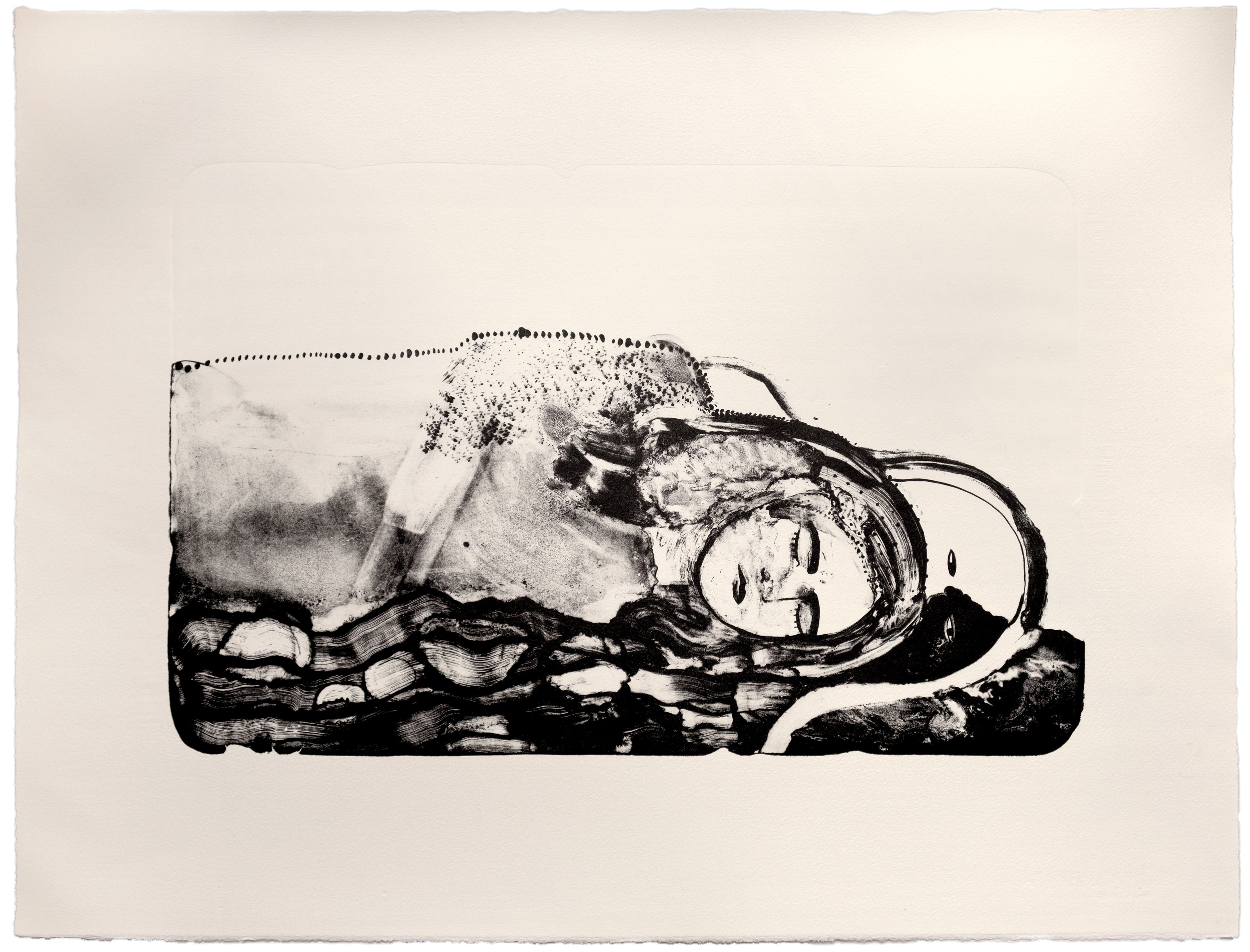 Reposée (2025) - Lithographie sur pierre en noir - Edition de 20 - 50 x 65 cm
