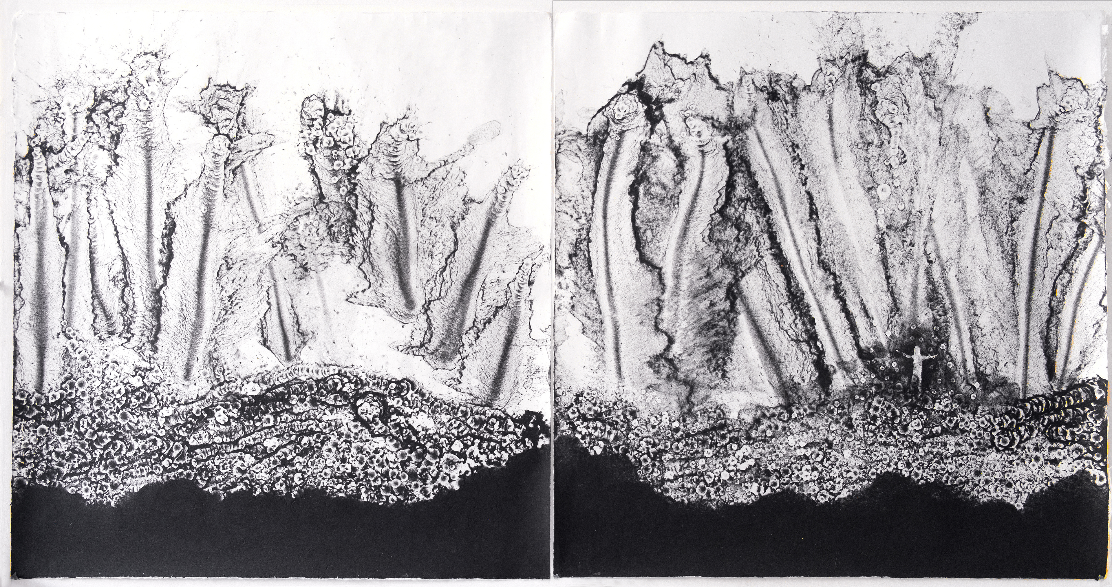Oceano Nox II - 2024 - peinture à la pulpe de murier (kozo) - 105 x 210 cm