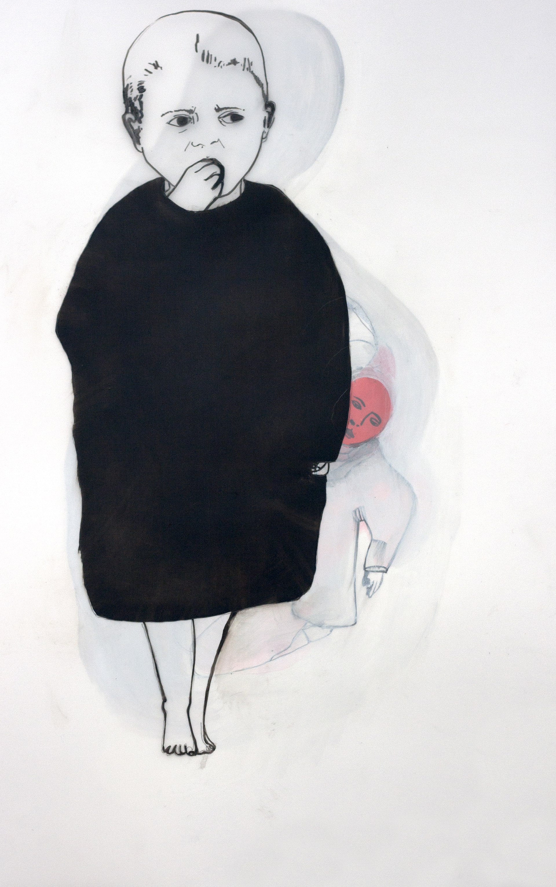 Sans titre (2016), ink, pencil and gouache on tracing paper and paper, 40,5 x 29 cm