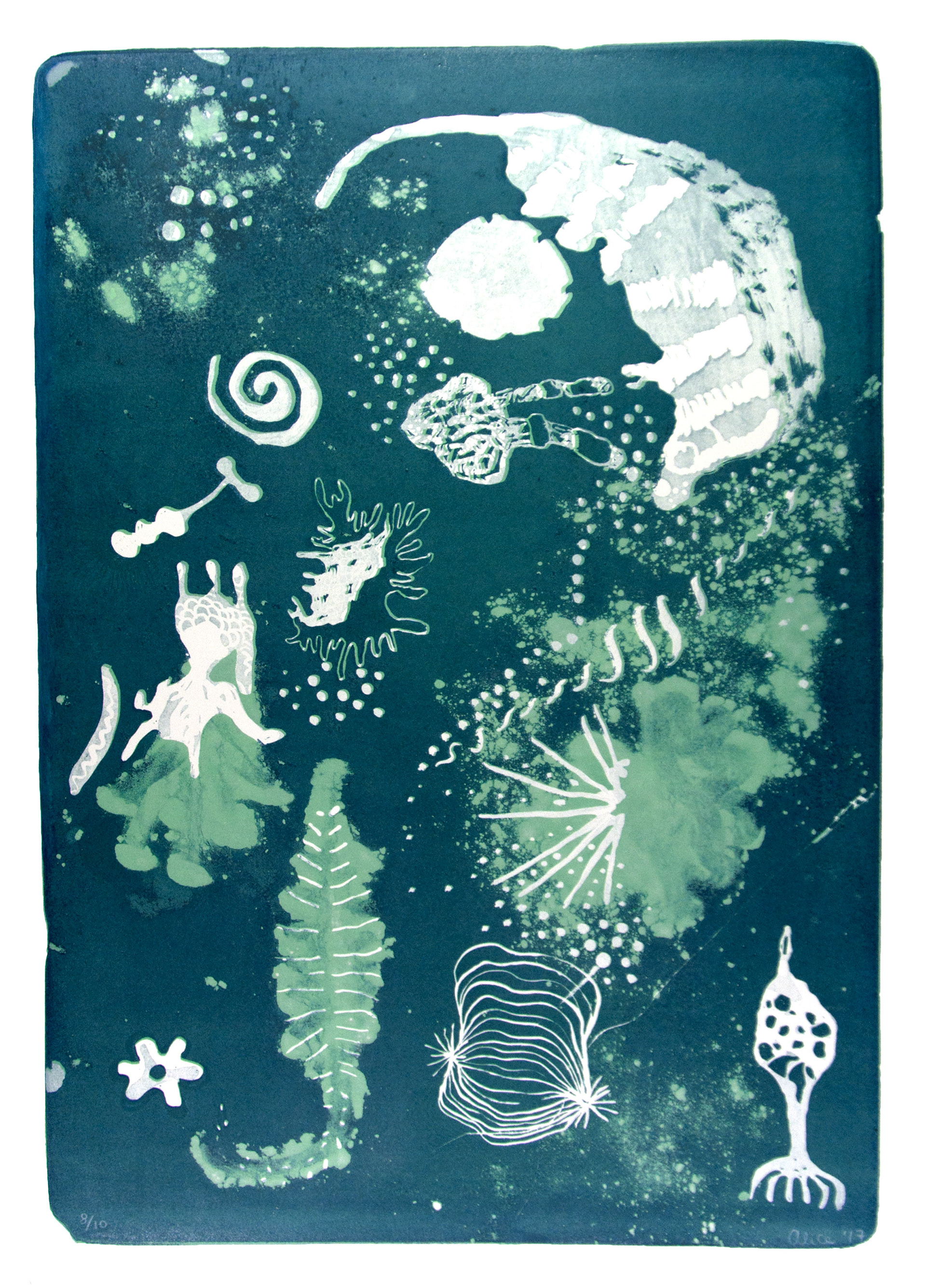 Planktons I (2017) - Lithographie sur pierre - Edition variable de 10, toutes uniques - 40,5 x 58 cm
