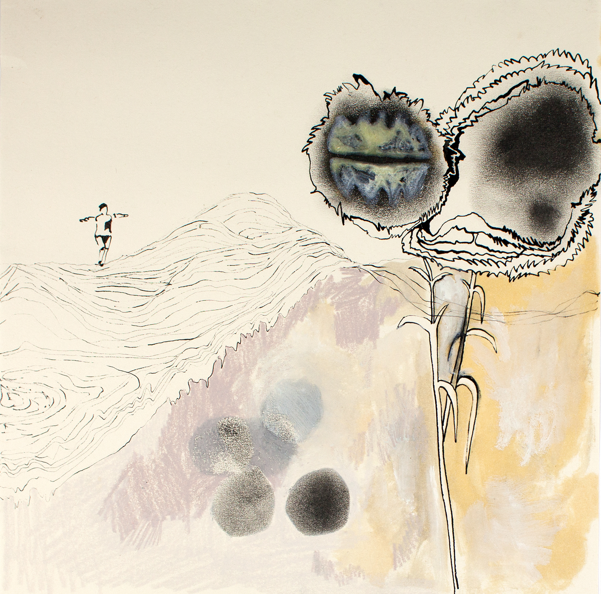 Sans titre (2016), ink and pencil on paper, 25 x 25 cm