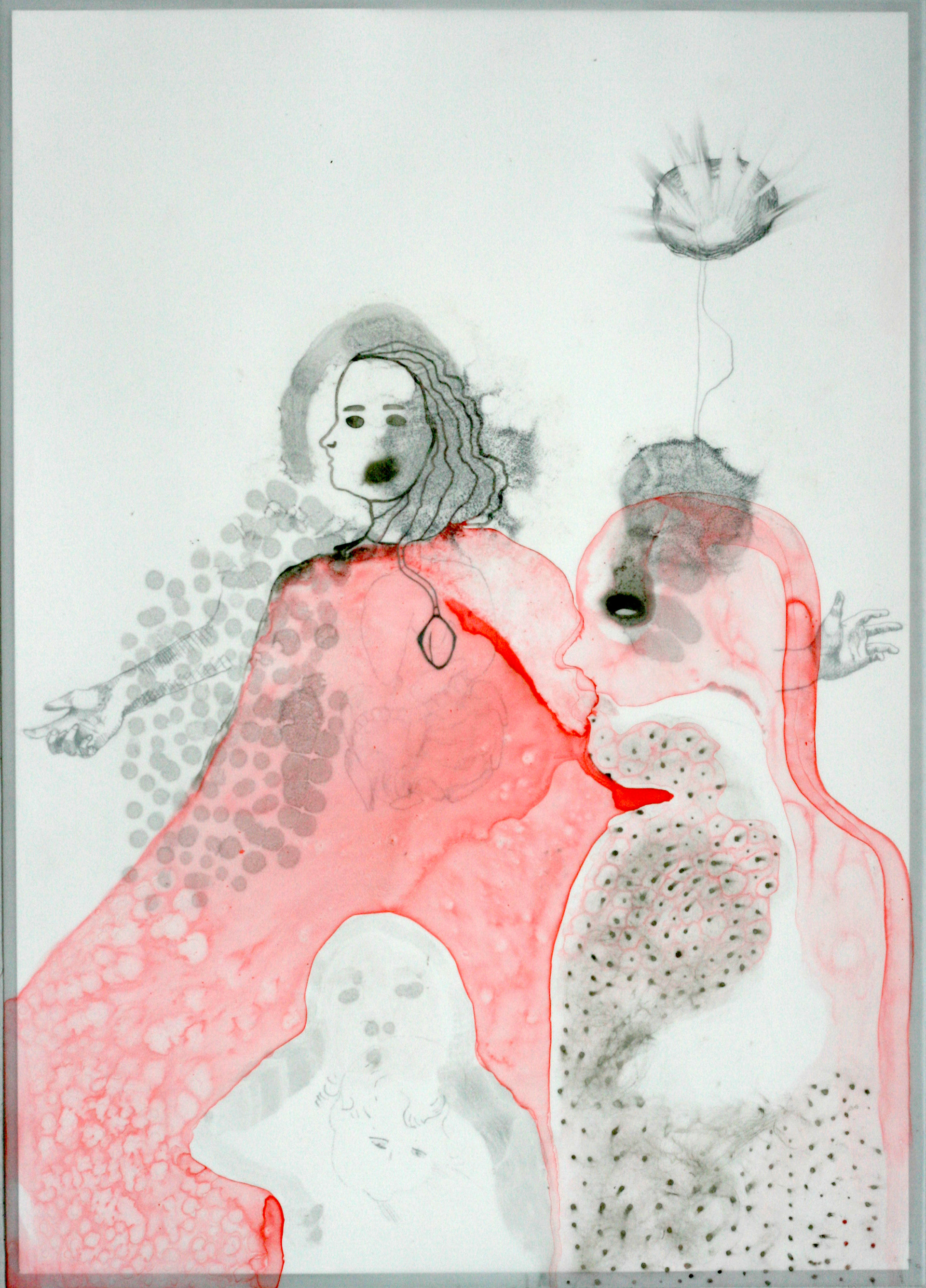 Articule quand tu parles XII (2019) - Encre et aquarelle sur papier calque - 40 x 30 cm